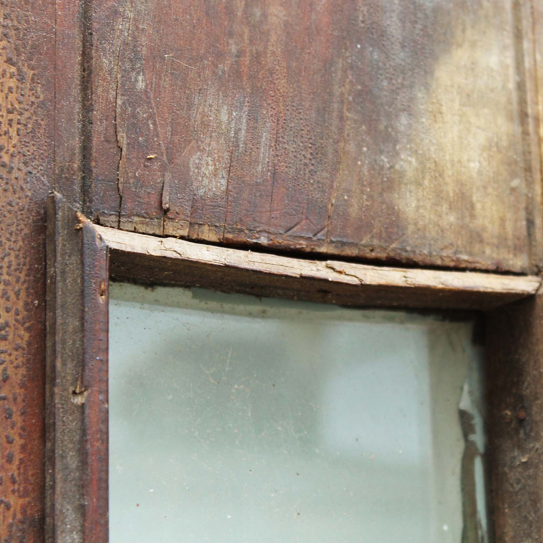 Salvaged 34” Plank Door with Beveled Glass-61566