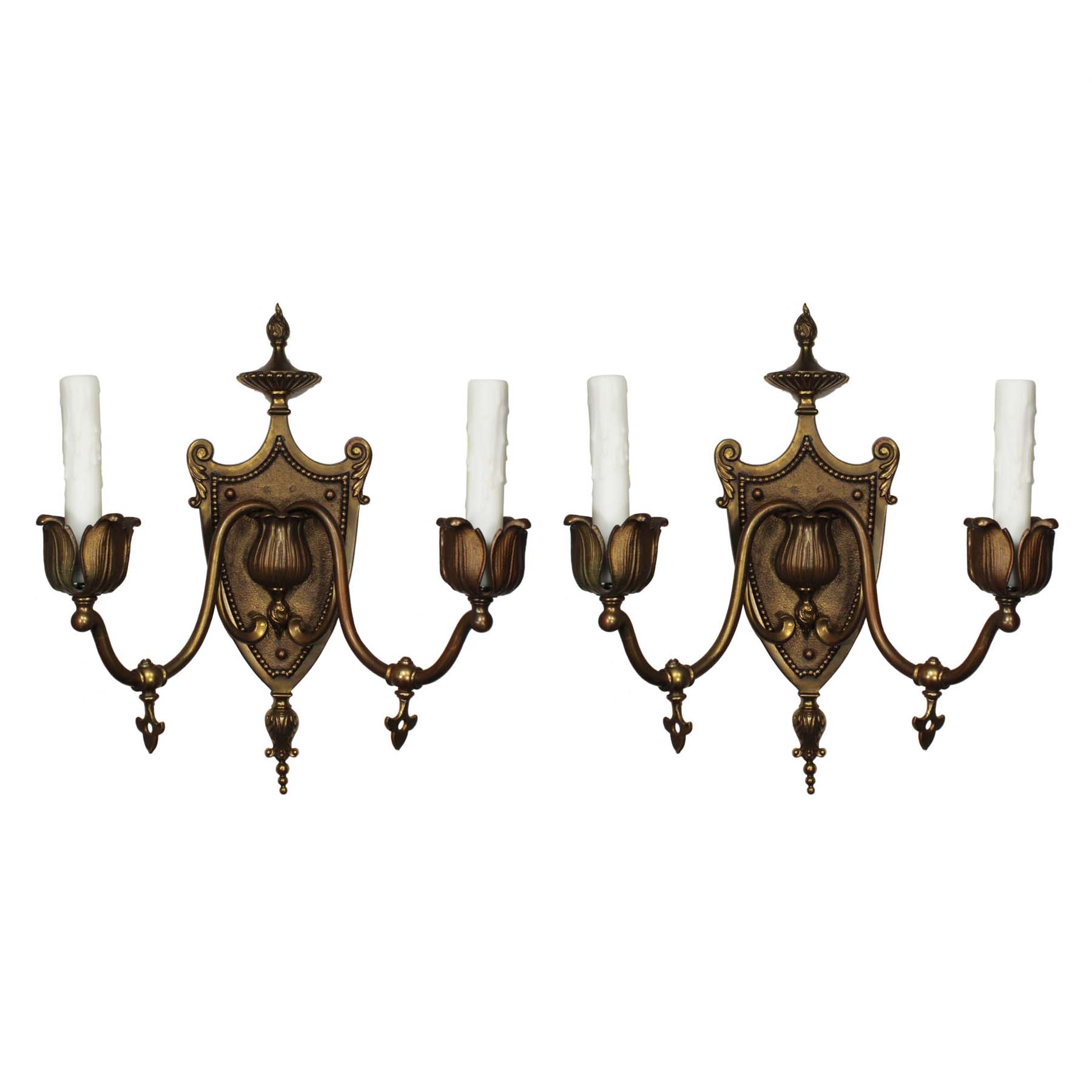 Antique Adam Style Gas Sconces in Bronze, C. 19th Century-0