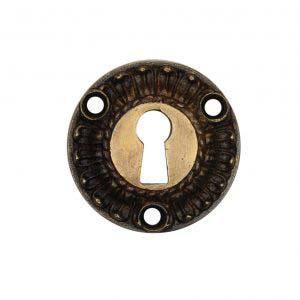 Antique Cast Bronze Neoclassical Keyhole Escutcheons-0
