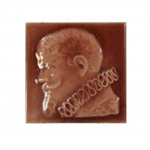 Antique Figural Fireplace Majolica Tile, Old Bridge Tile Co.-0