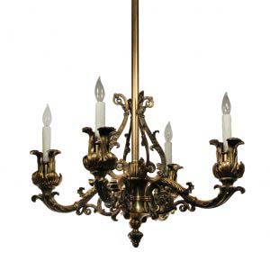 Substantial Antique Cast Bronze Neoclassical Chandelier, C. 19th Century-0