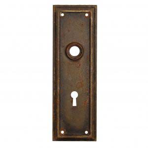 Salvaged Antique Arts and Crafts Door Knob Backplates-0