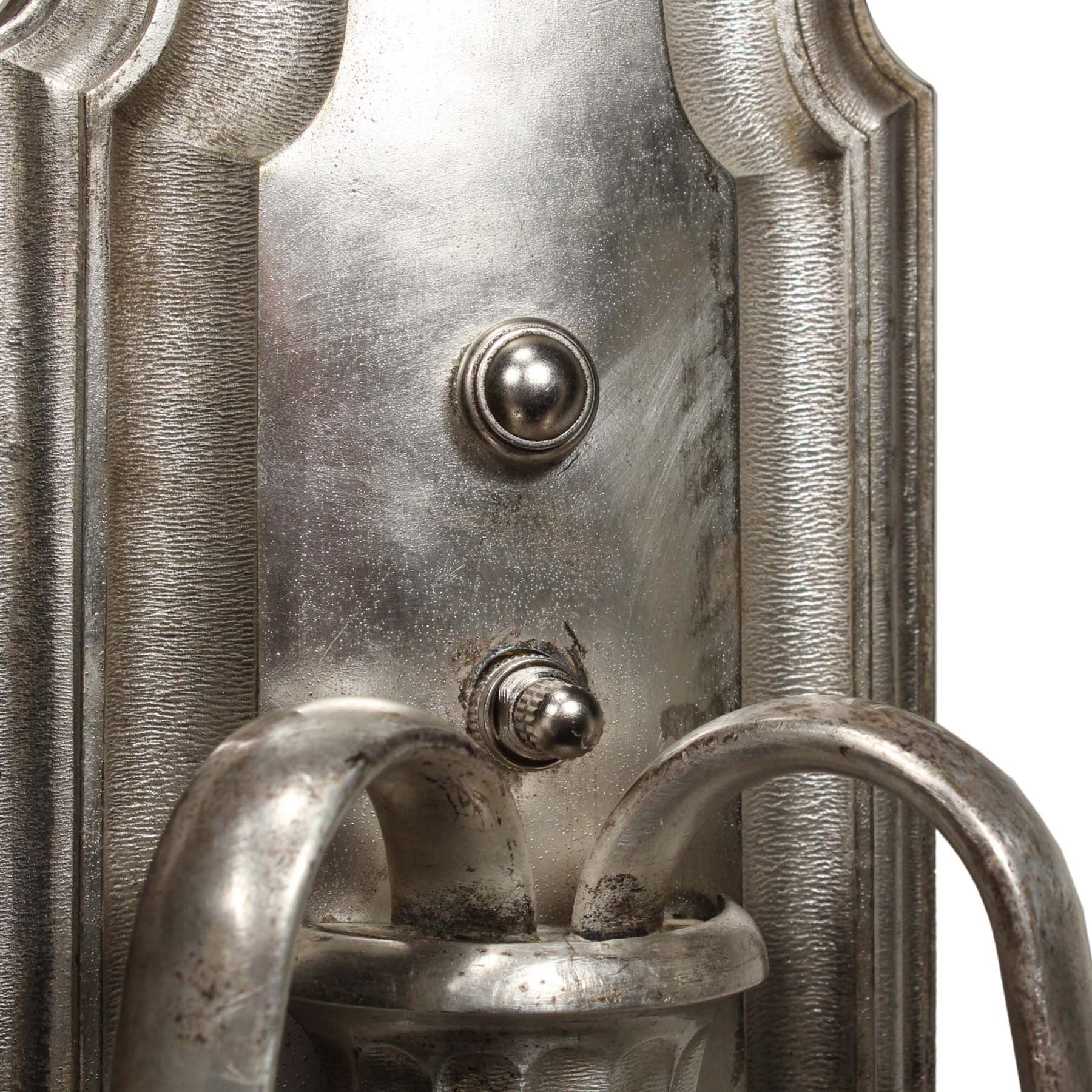 Pair of Silver Plated Neoclassical Sconces Signed Edward Miller, Antique Lighting-64363