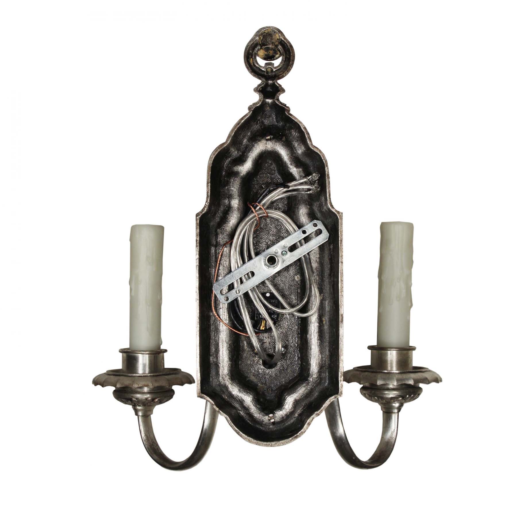 Pair of Silver Plated Neoclassical Sconces Signed Edward Miller, Antique Lighting-64362