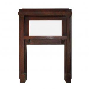 Antique Quarter Sawn Oak Fireplace Mantel with Beveled Mirror-0