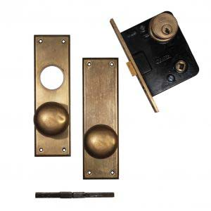 Antique Brass Door Hardware Set, Nashville Union Stockyard-0