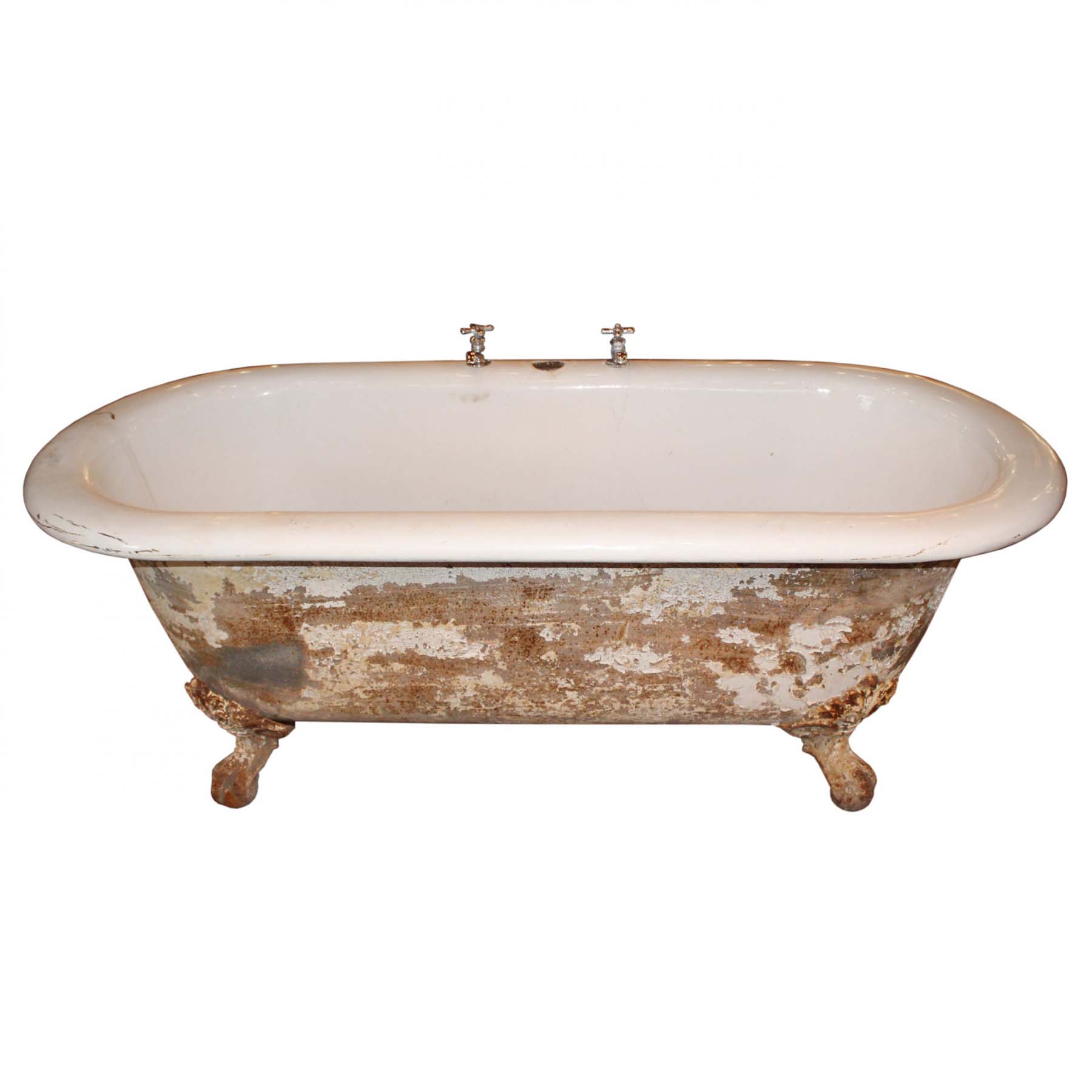 Rare Antique Clawfoot Bath Tub with Center Drain