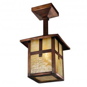 Arts & Crafts Copper Flush Mount Lantern, Antique Lighting-0