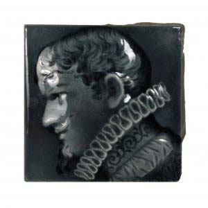 Antique Figural Fireplace Majolica Tile, Trent Tile-0