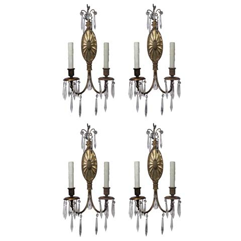 Matching Pairs of Antique Sconces with Prisms, R.P. & Co.-0