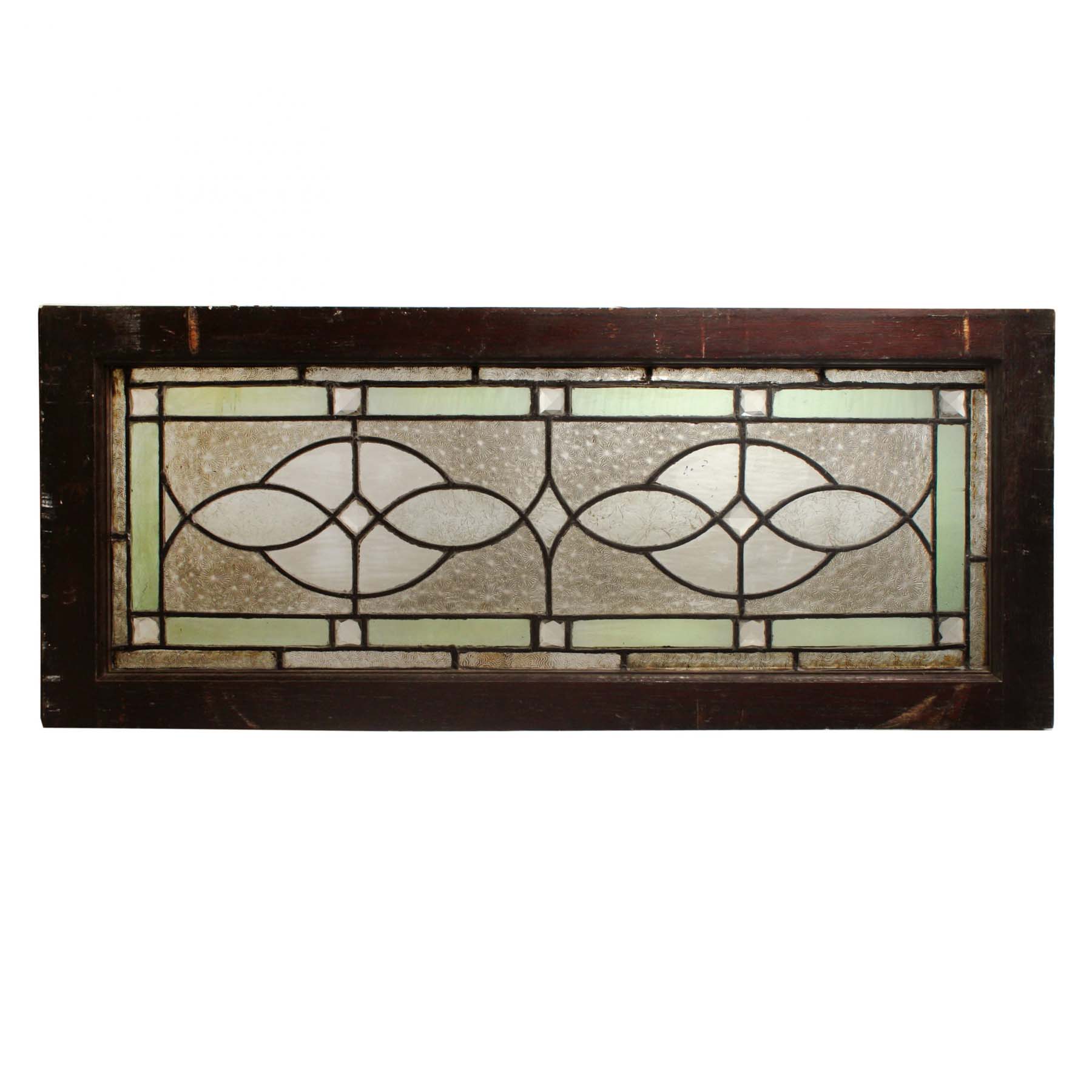 SOLD Antique American Leaded Glass Window with Jewels-0