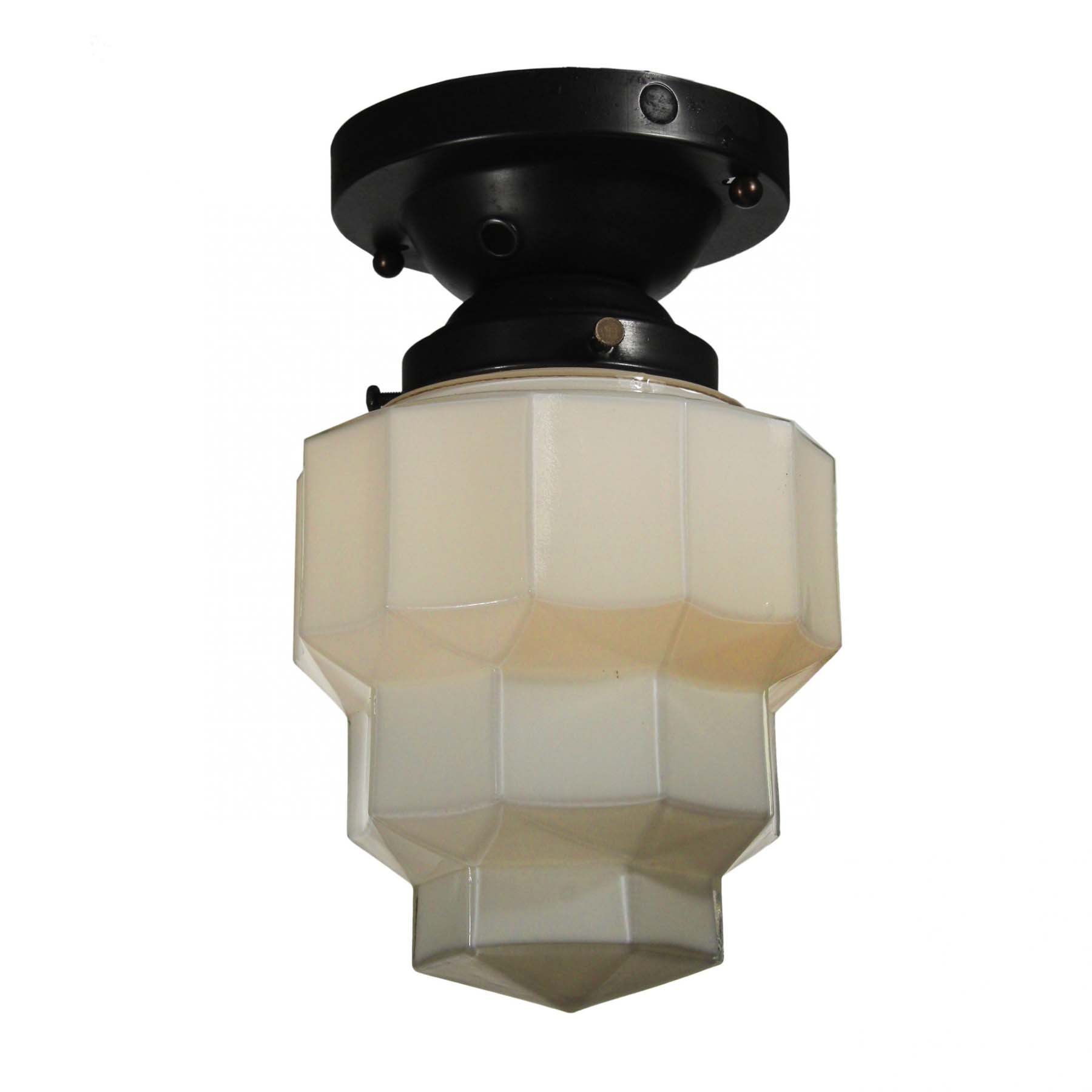 SOLD Art Deco Flush Mount with Flash Glass Shade, Antique Lighting-0