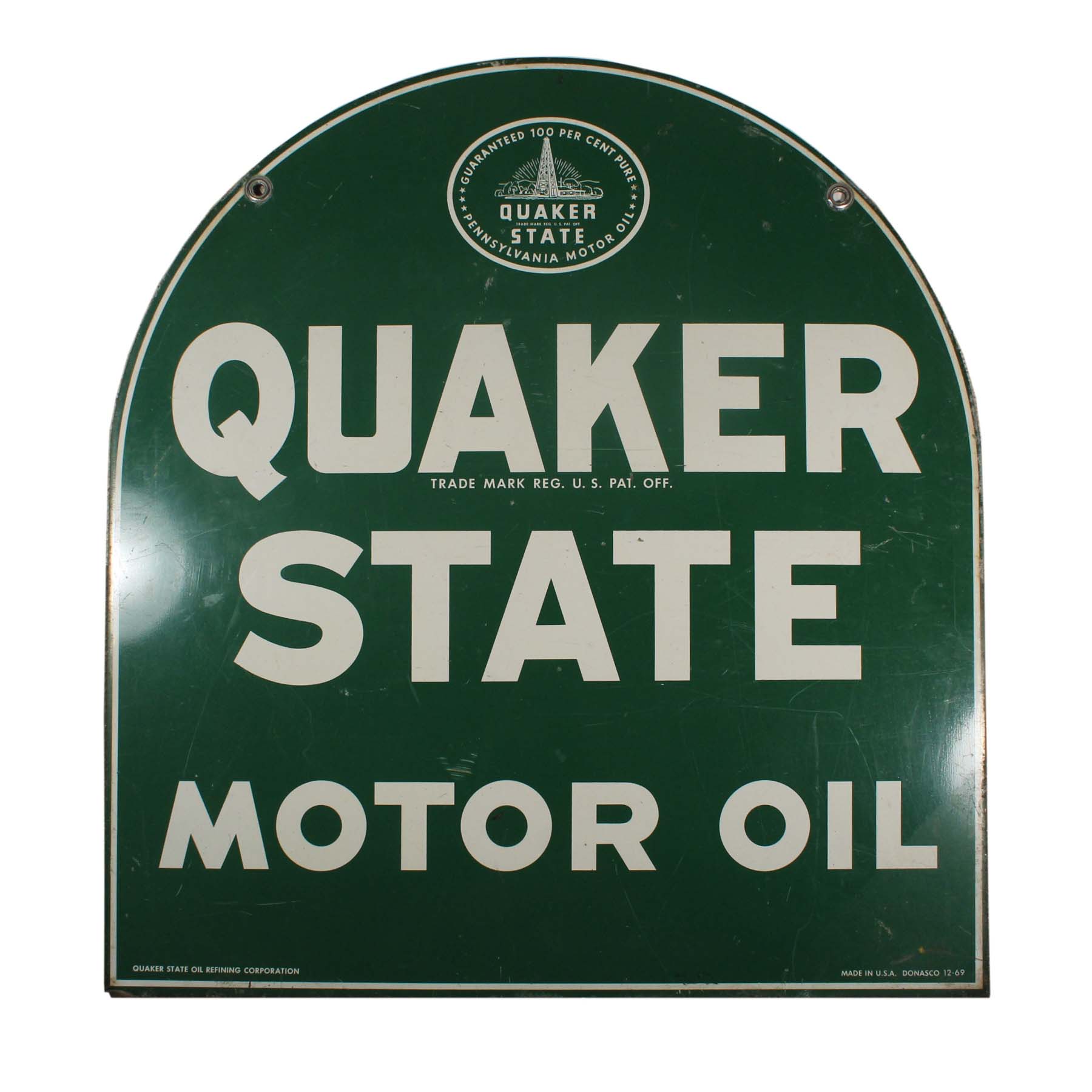 SOLD Vintage Quaker State Motor Oil Sign, c. 1967-66998