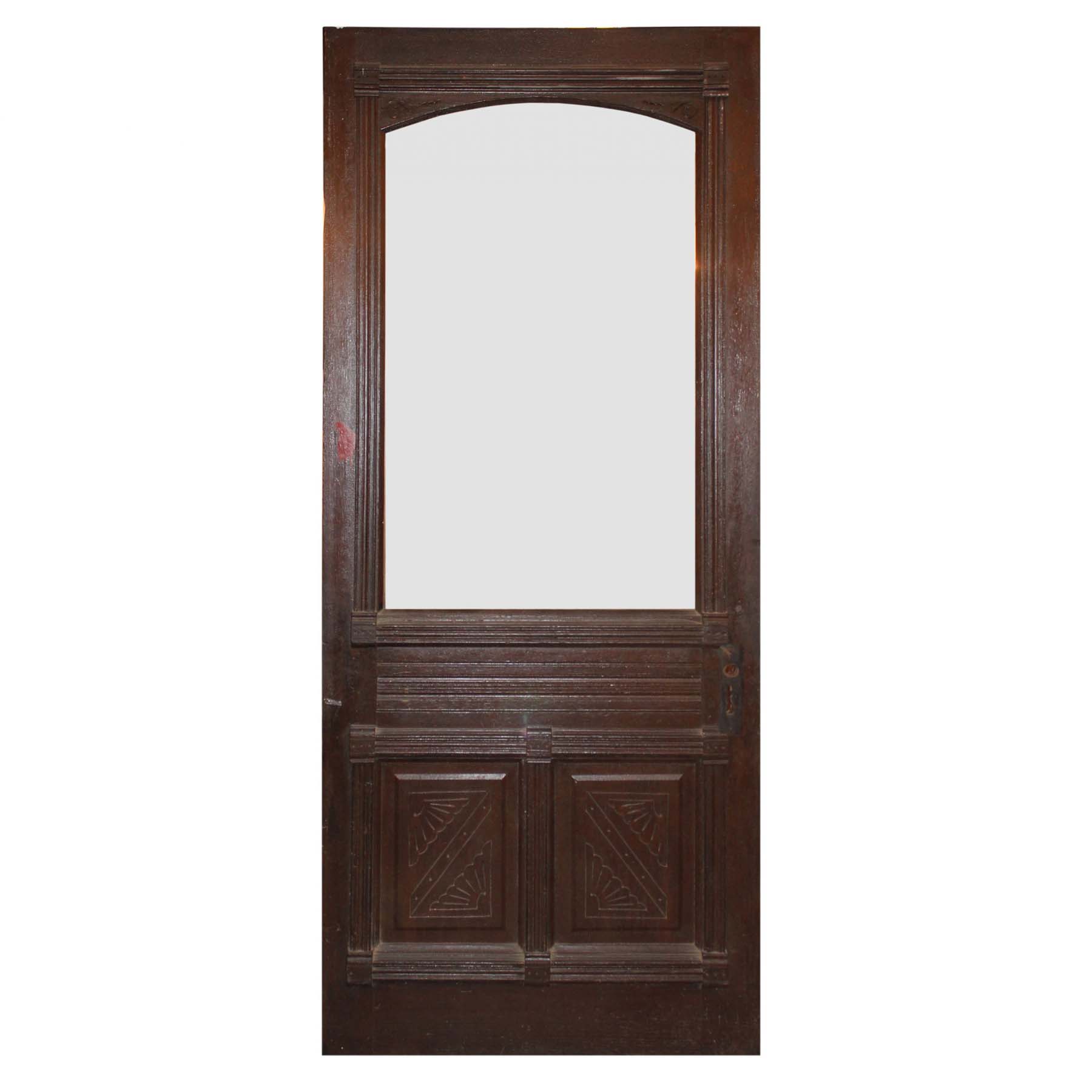 SOLD Reclaimed 36” Antique Eastlake Door with Arched Window, Late 19th Century-0