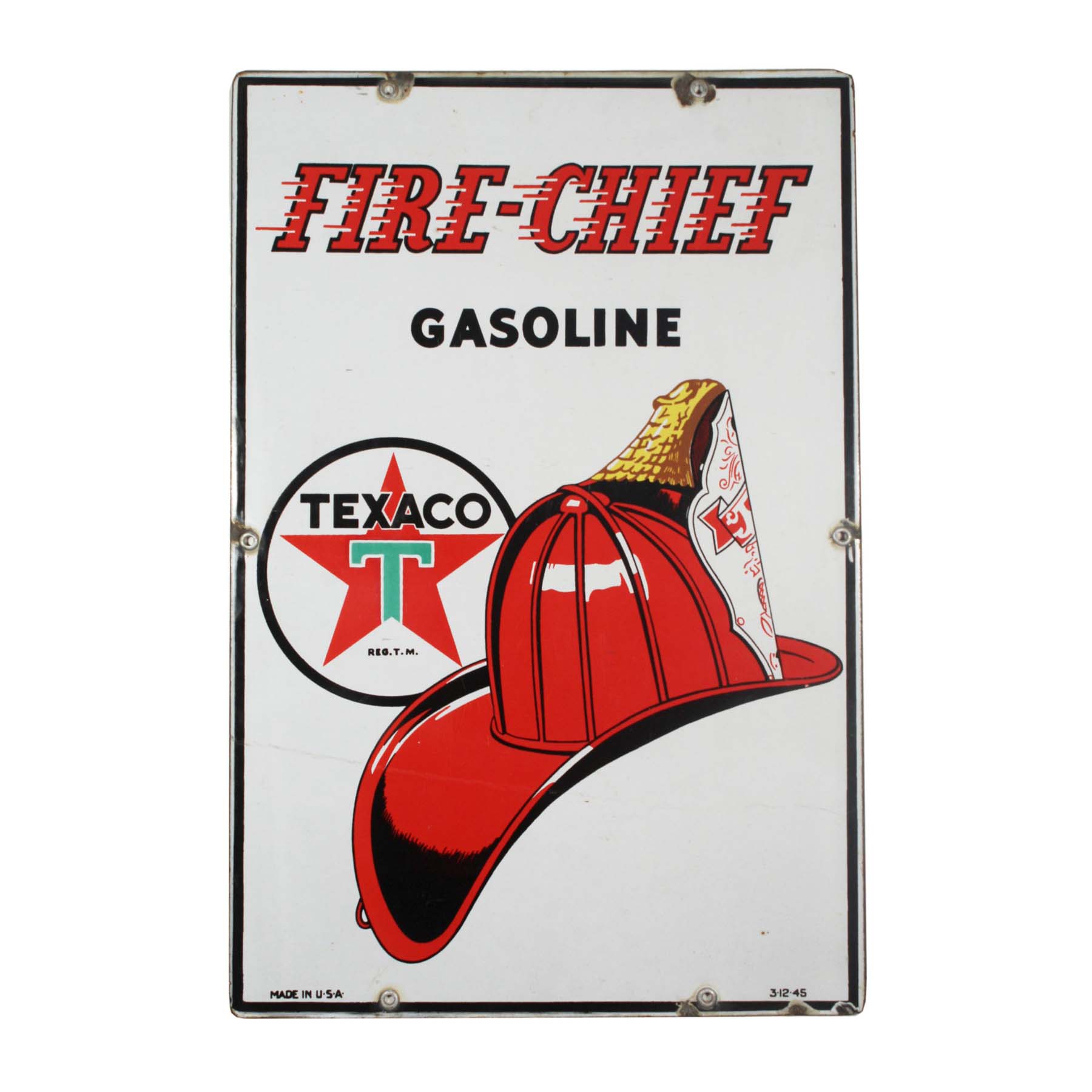 SOLD Vintage Porcelain “Texaco Fire Chief Gasoline” Advertising Sign-0