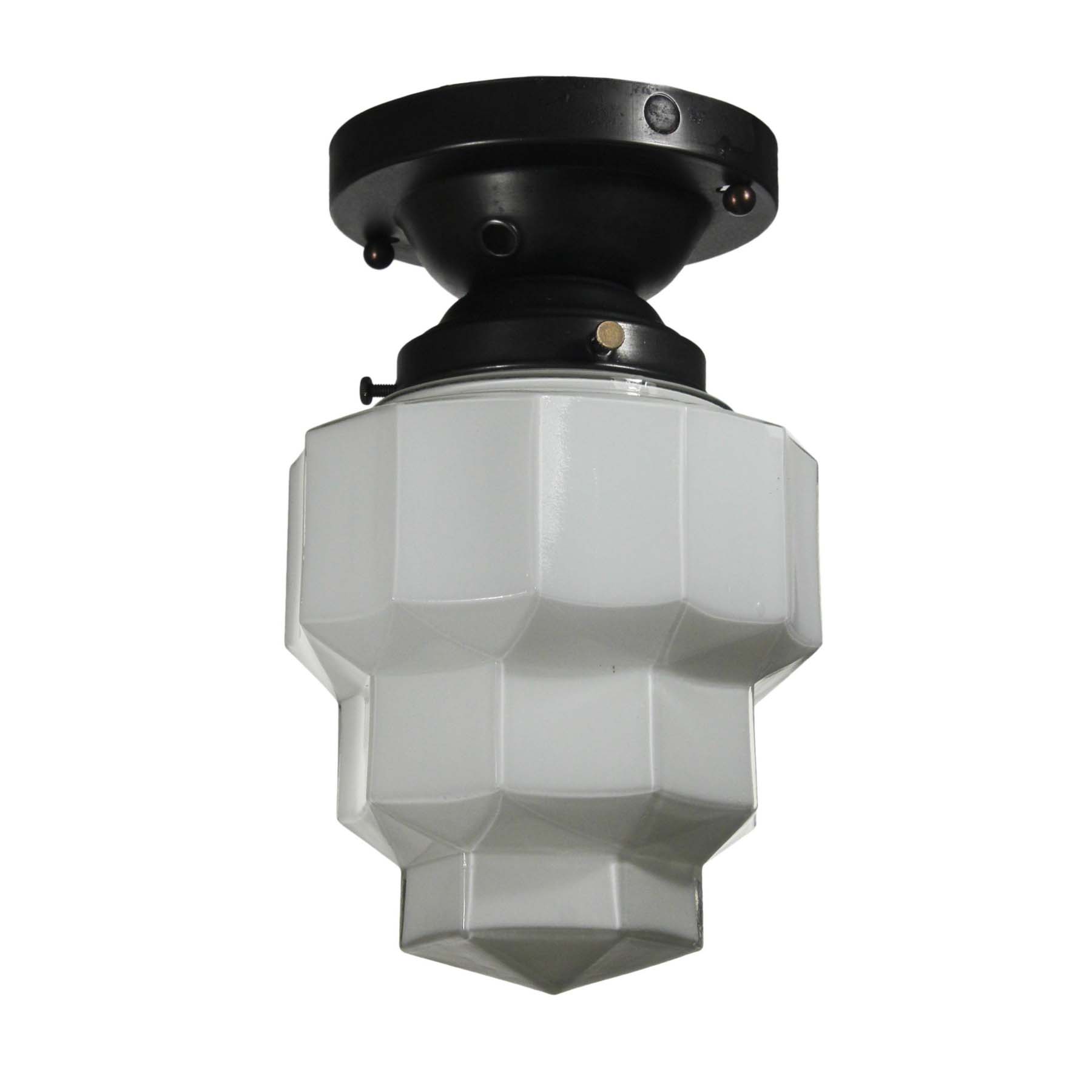 SOLD Art Deco Flush Mount with Flash Glass Shade, Antique Lighting-66977