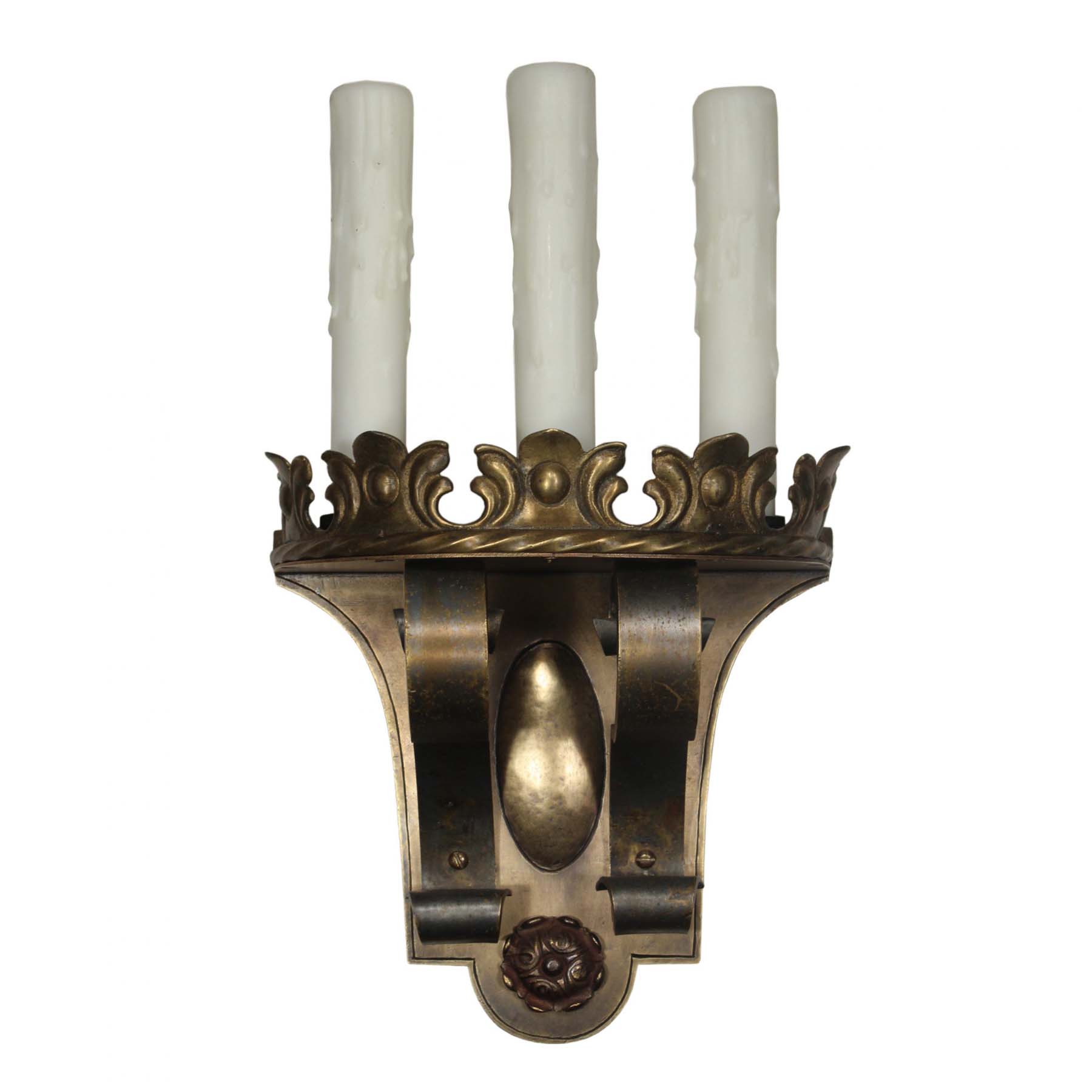 Antique Spanish Revival Three-Light Sconce Pair, c.1920-66947