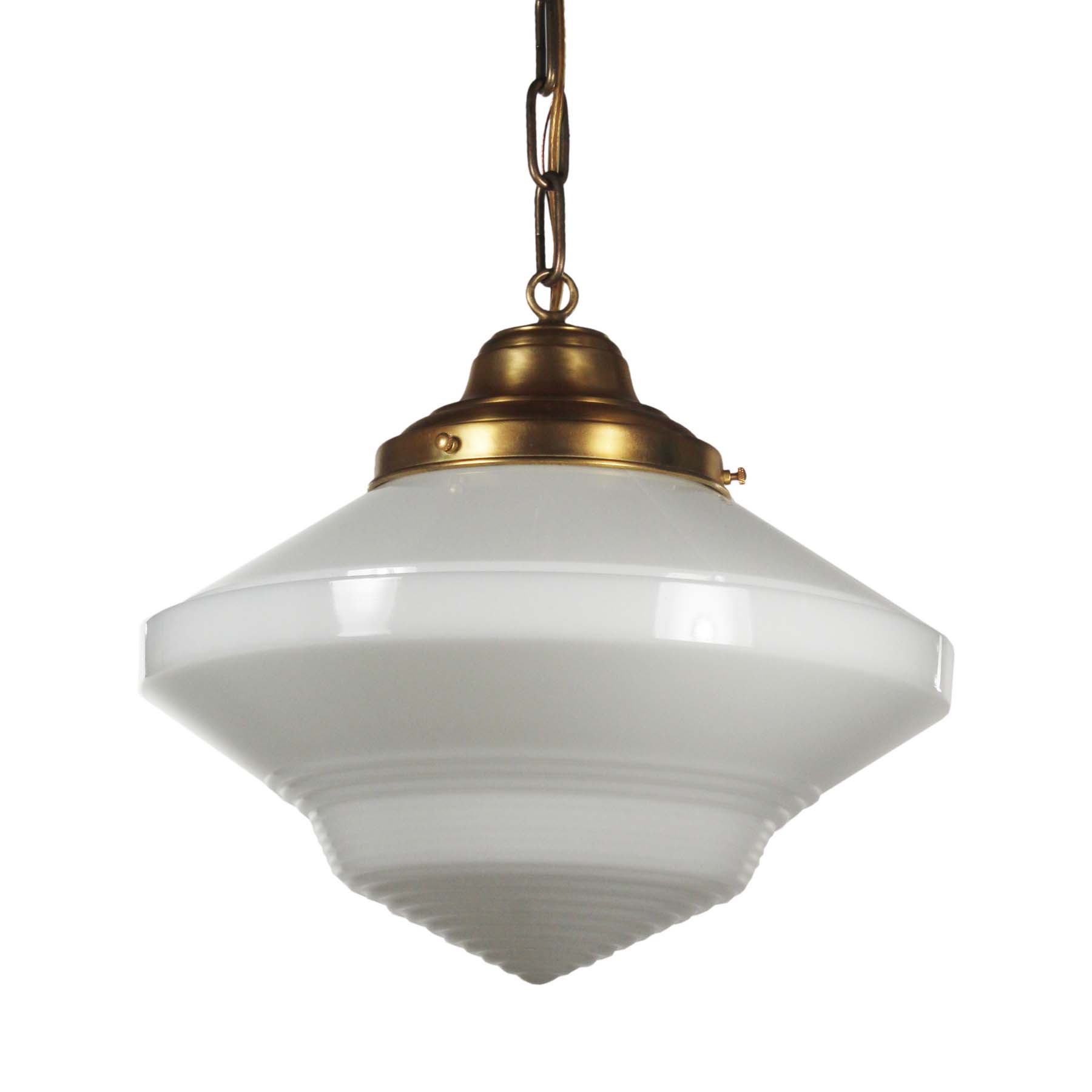 SOLD Antique Art Deco Brass Pendant Lights, c.1930-66822