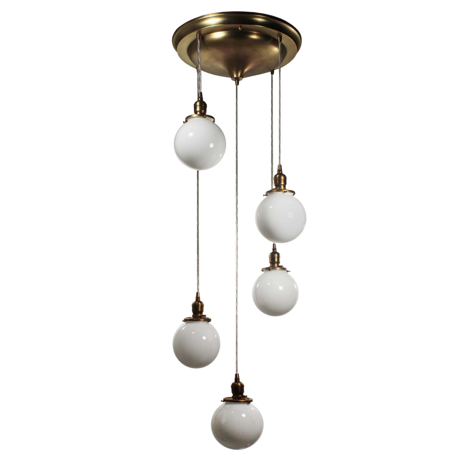 SOLD Antique Semi Flush-Mount Chandelier with Ball Shades-66889