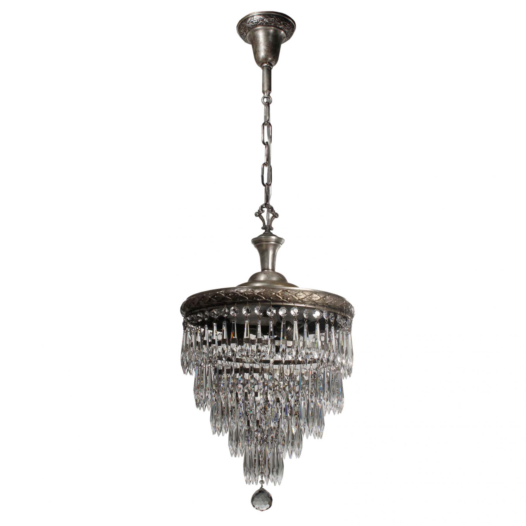 SOLD Antique Neoclassical Silver Plate Wedding Cake Chandelier, c.1910-66895