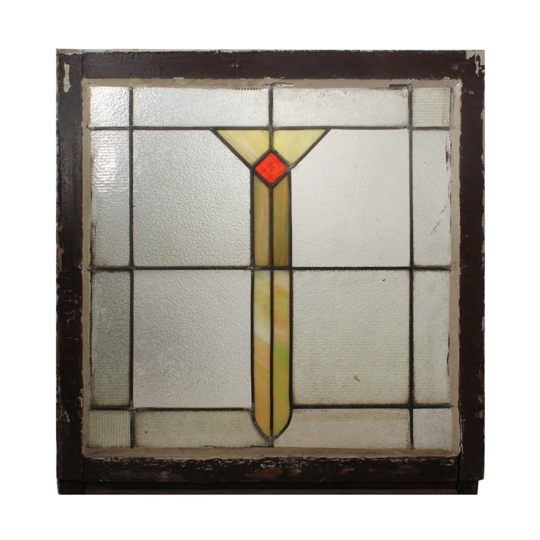 Antique American Arts & Crafts Stained Glass Window -0