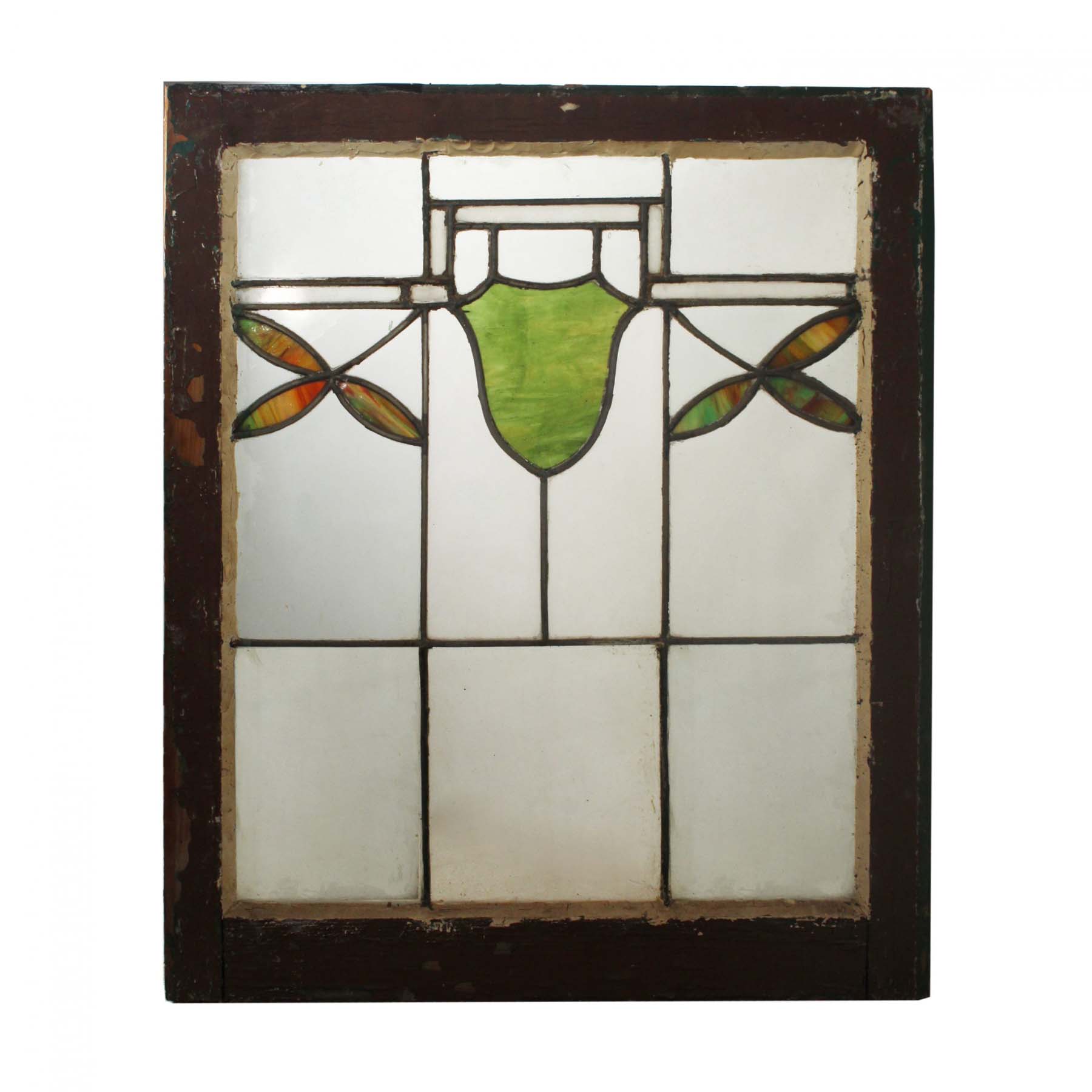 SOLD Antique American Stained Glass Window with Shield-66931