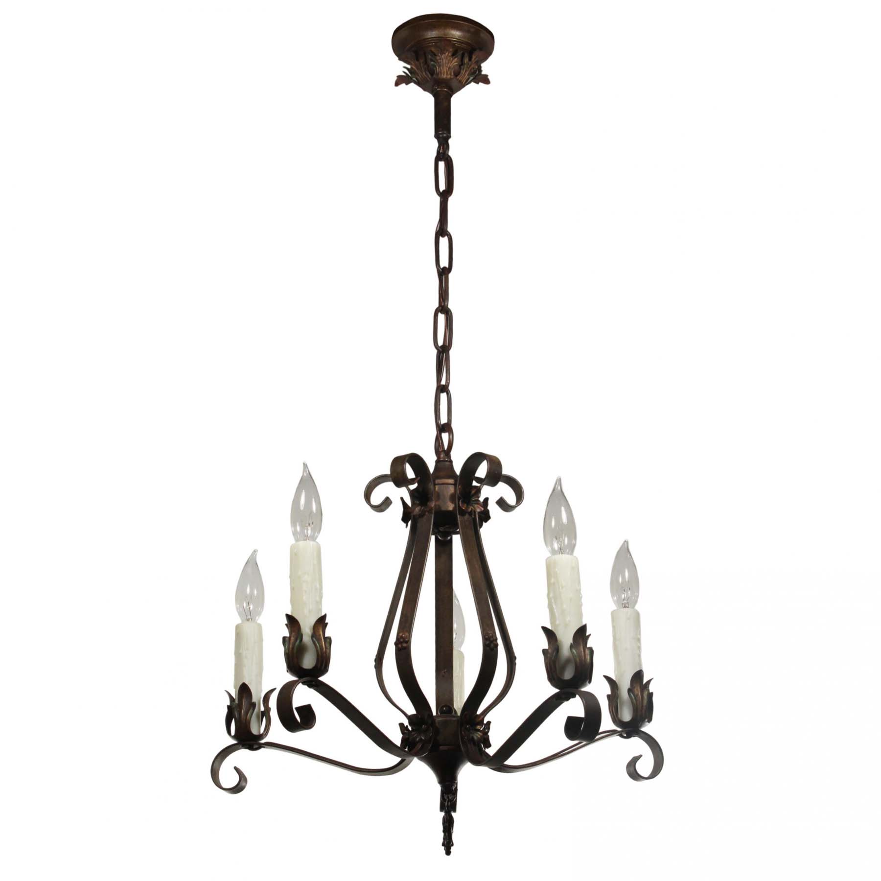 Antique Wrought Iron Five-Light Chandelier-67086