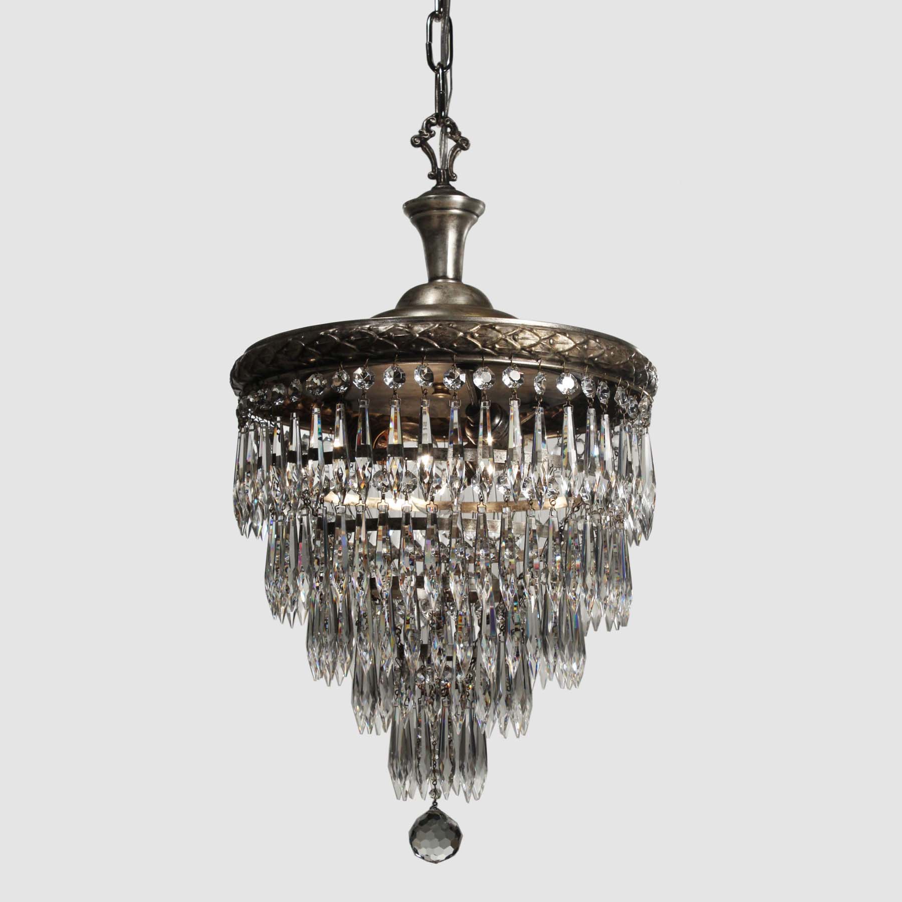 SOLD Antique Neoclassical Silver Plate Wedding Cake Chandelier, c.1910-66893