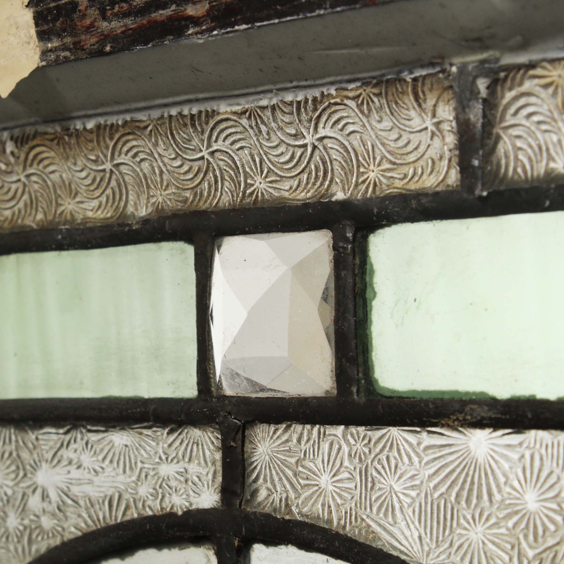 SOLD Antique American Leaded Glass Window with Jewels-66912