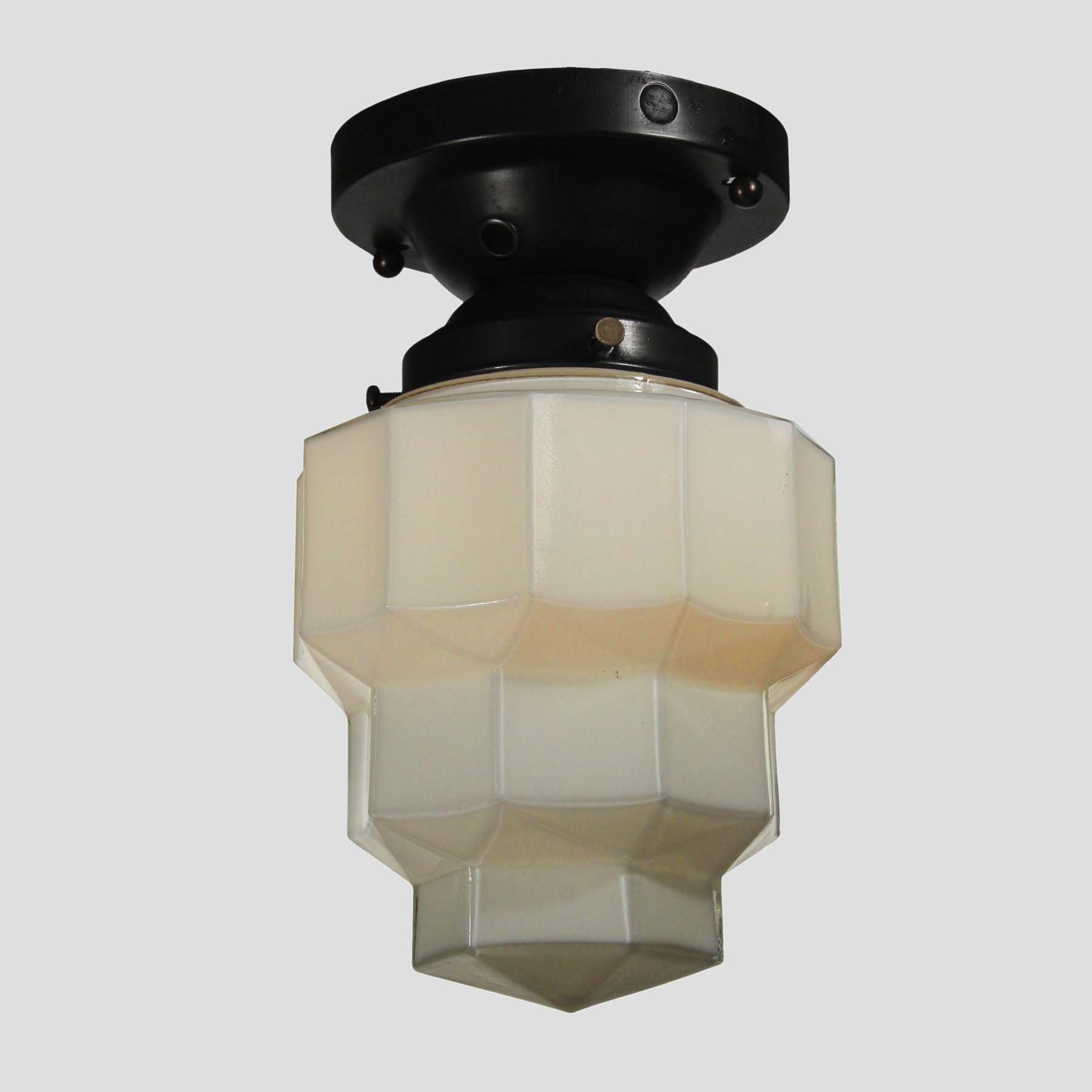 SOLD Art Deco Flush Mount with Flash Glass Shade, Antique Lighting-66975