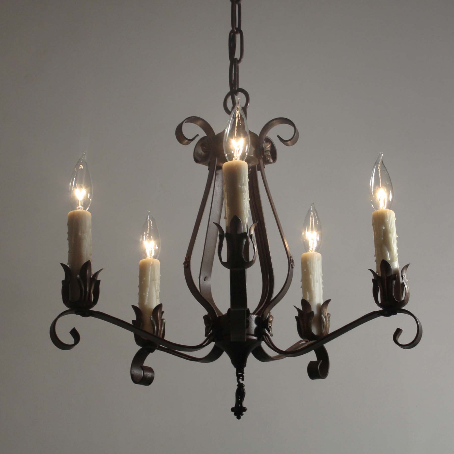 Antique Wrought Iron Five-Light Chandelier-67087