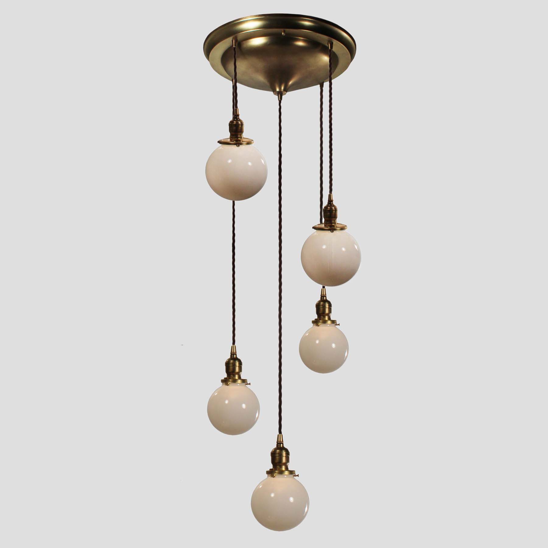 SOLD Antique Semi Flush-Mount Chandelier with Ball Shades-67104