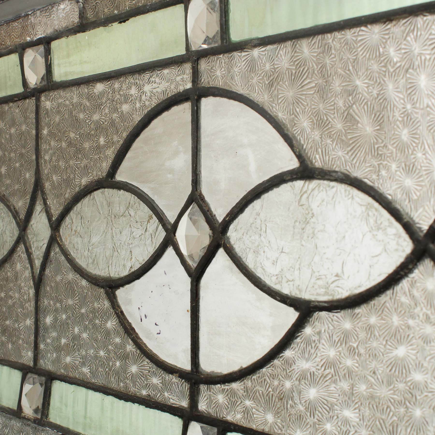 SOLD Antique American Leaded Glass Window with Jewels-66914