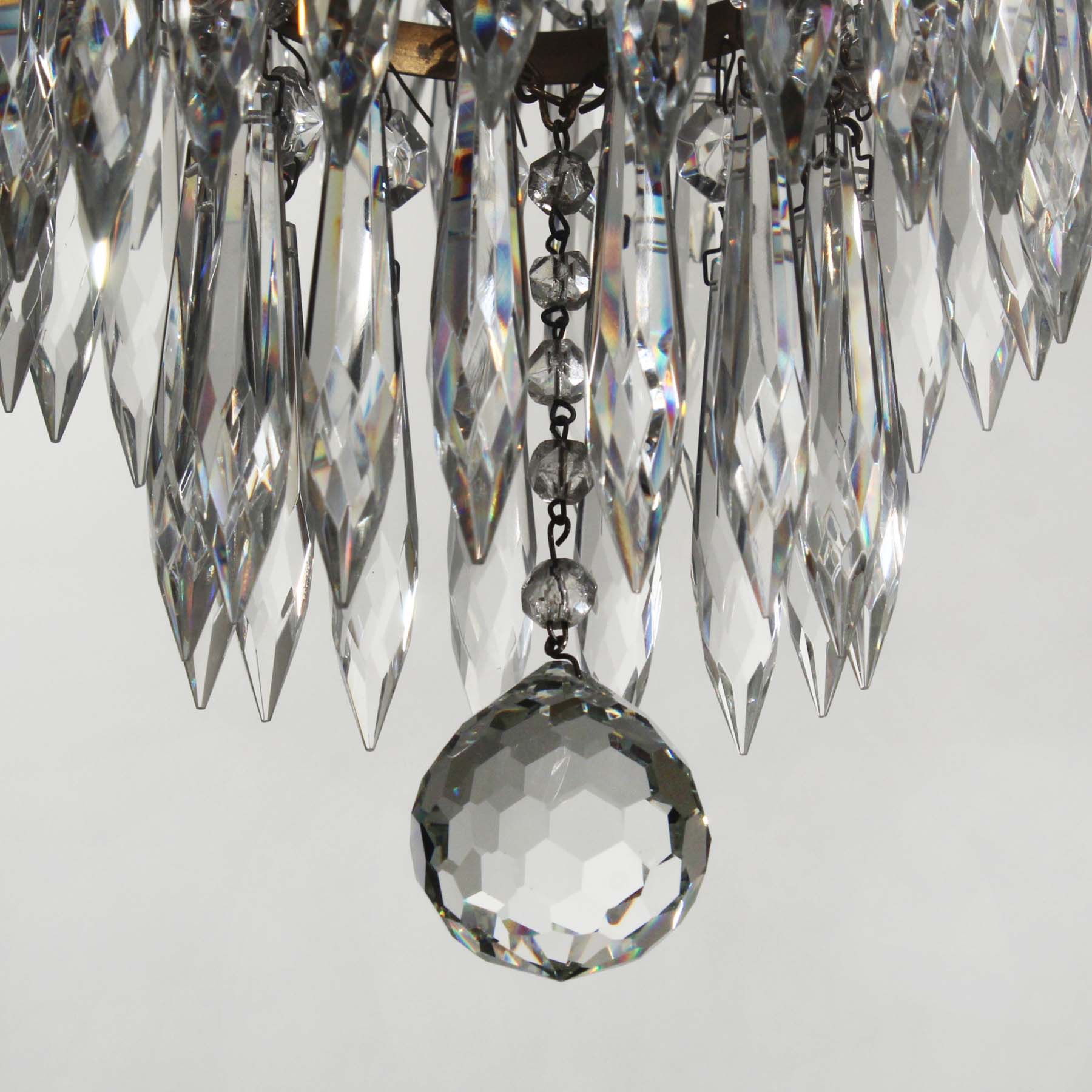 SOLD Antique Neoclassical Brass Wedding Cake Chandelier, c.1910-67067