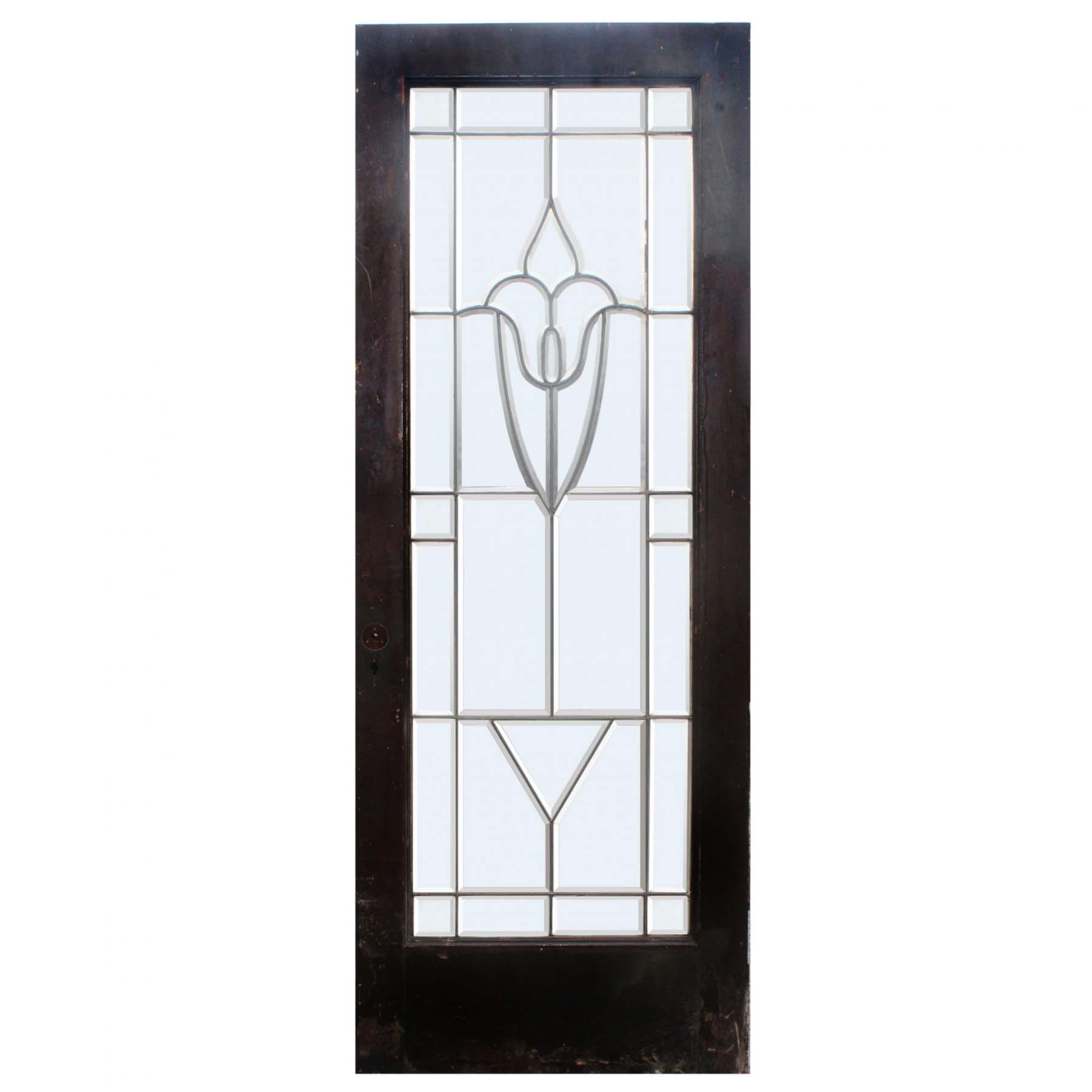 Antique 30” Salvaged Door with Leaded and Beveled Glass-0