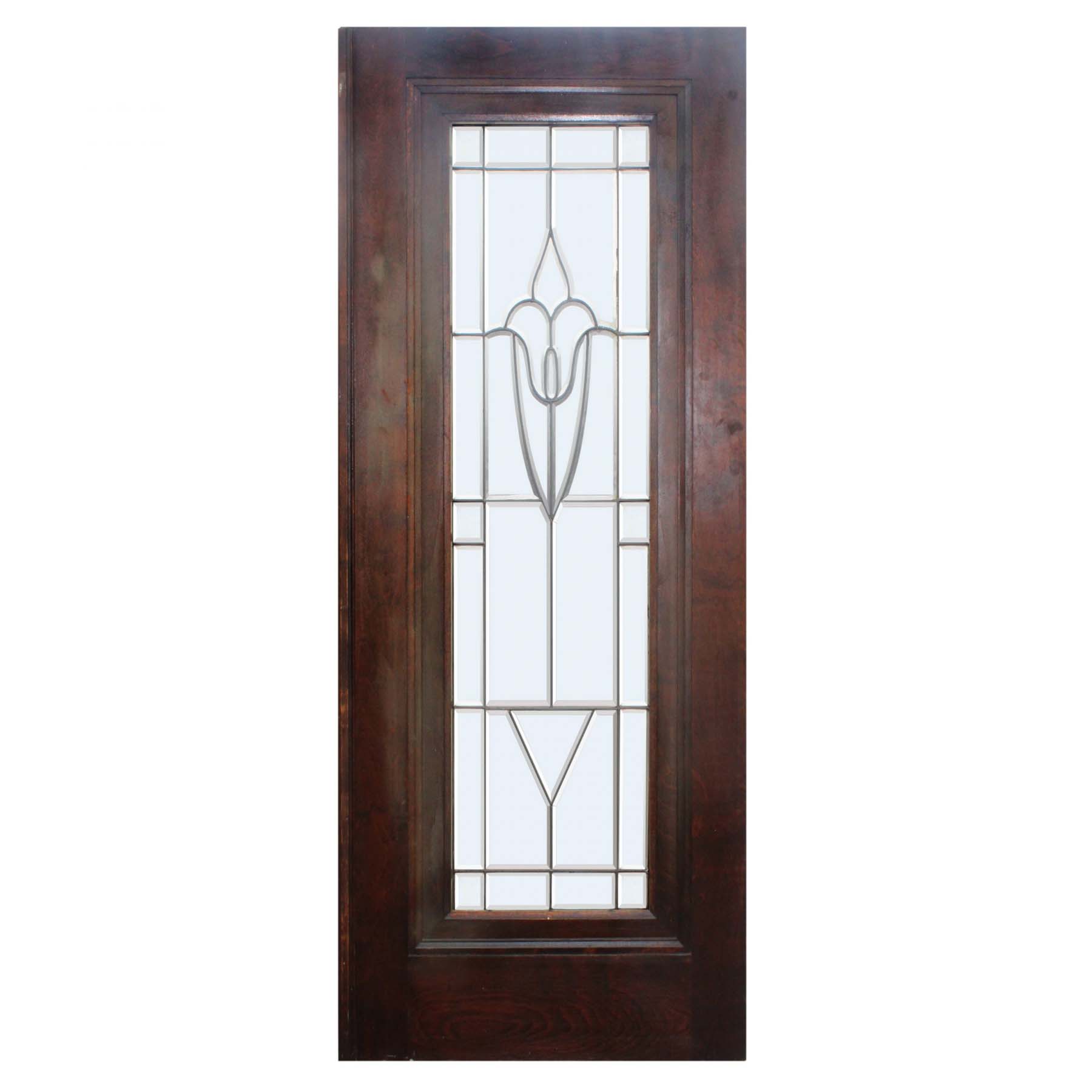 SOLD Antique 31” Salvaged Door with Leaded and Beveled Glass-0