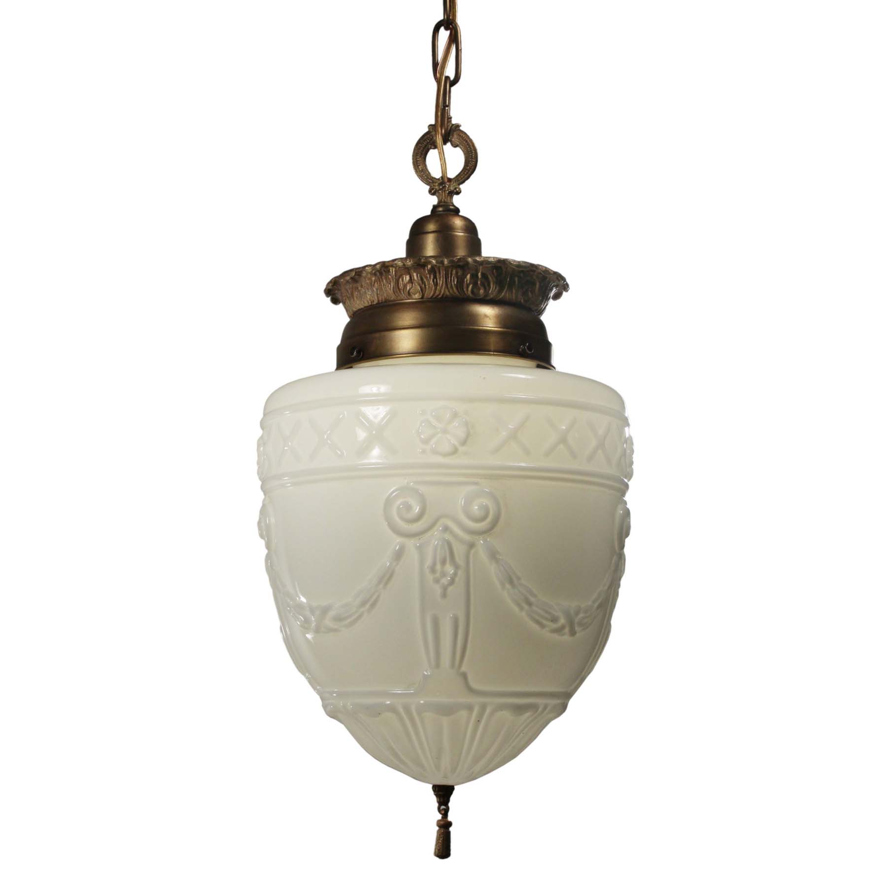 SOLD Antique Neoclassical Pendant Light with Original Shade-0