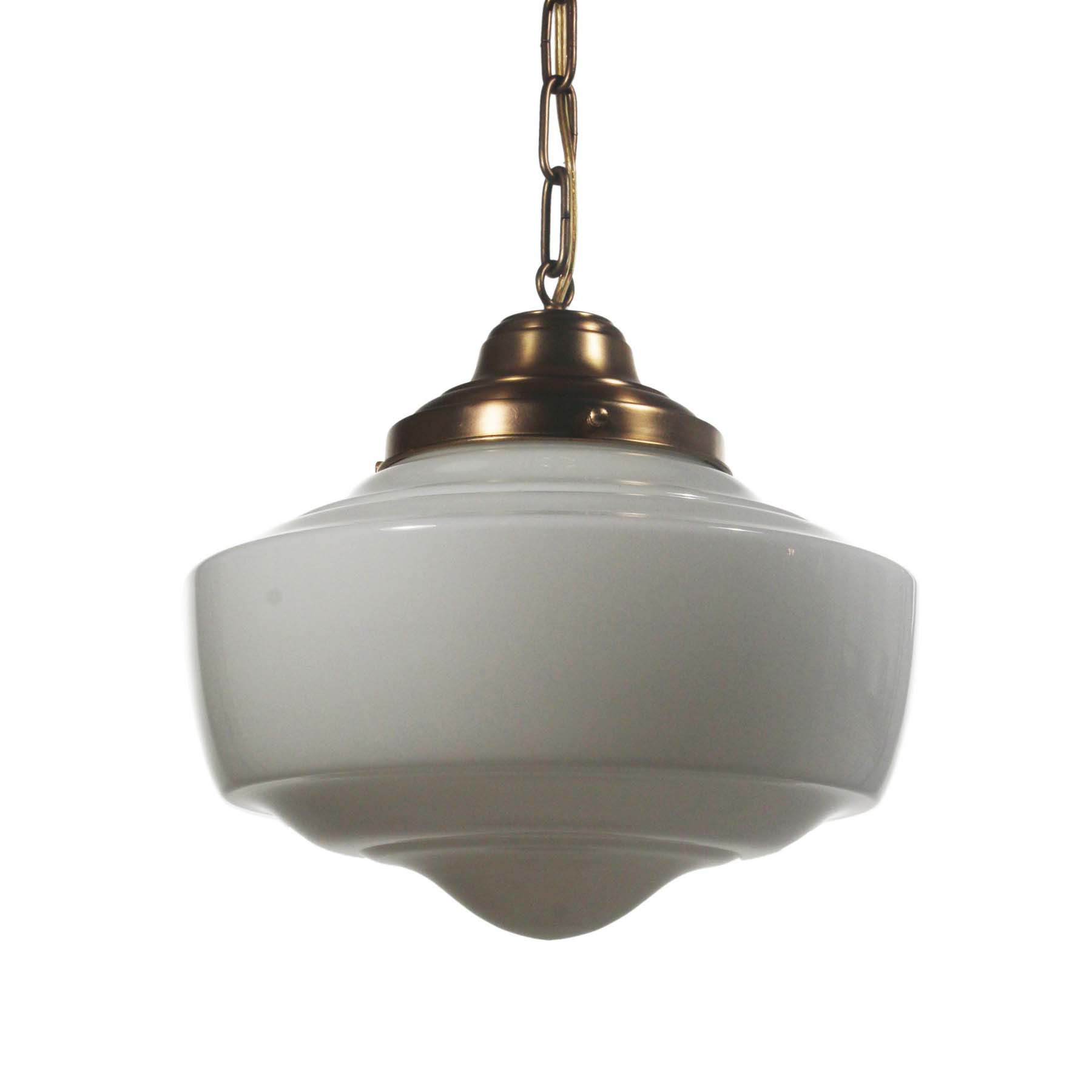 SOLD Antique Brass Schoolhouse Pendant Lights-67210