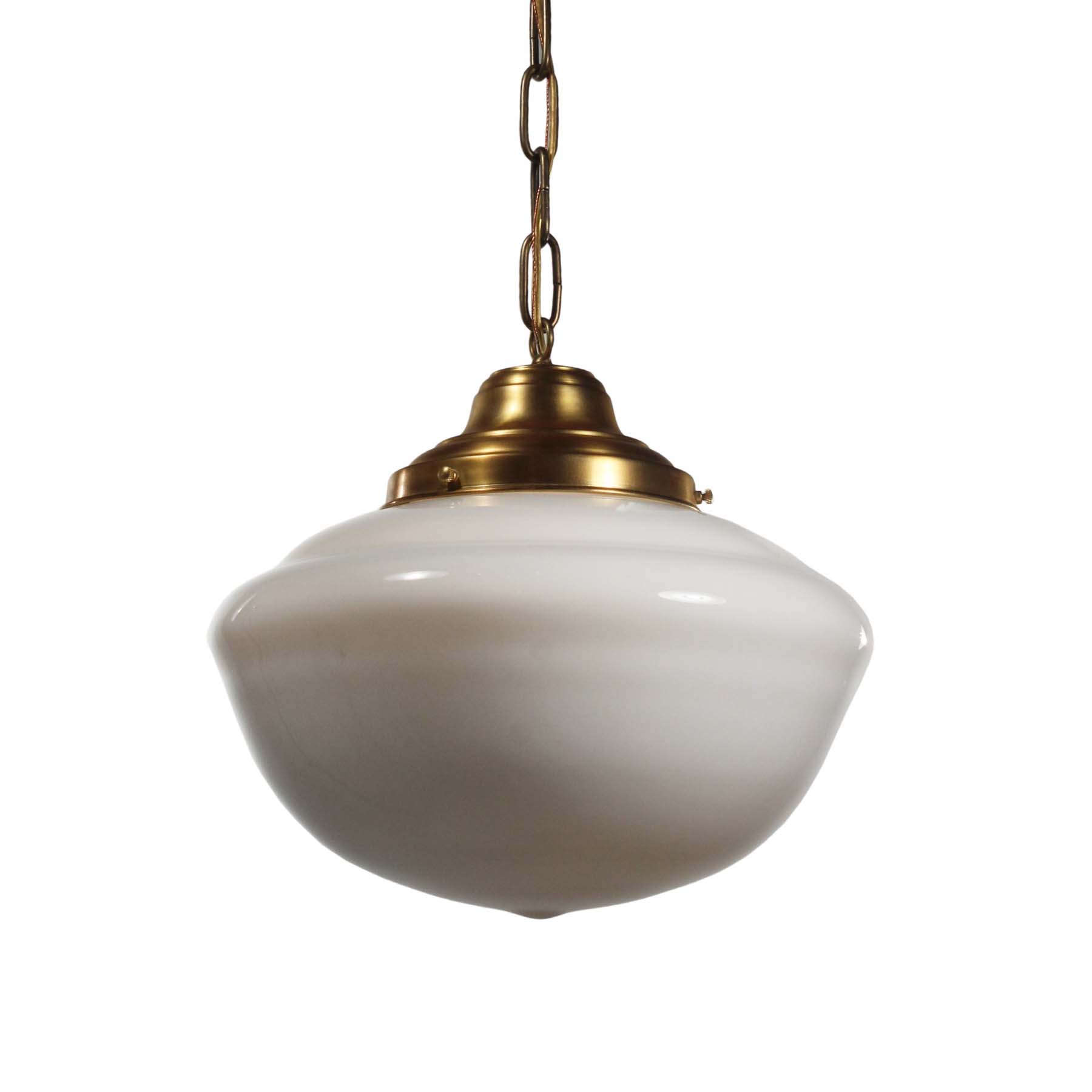 SOLD Antique Brass Schoolhouse Pendant Lights-0