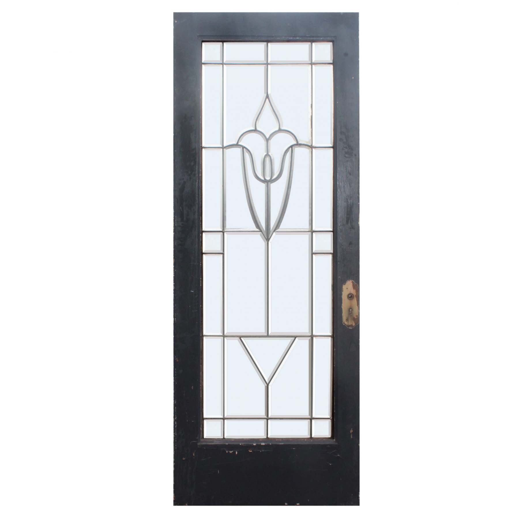 Antique 30” Salvaged Door with Leaded and Beveled Glass-67270