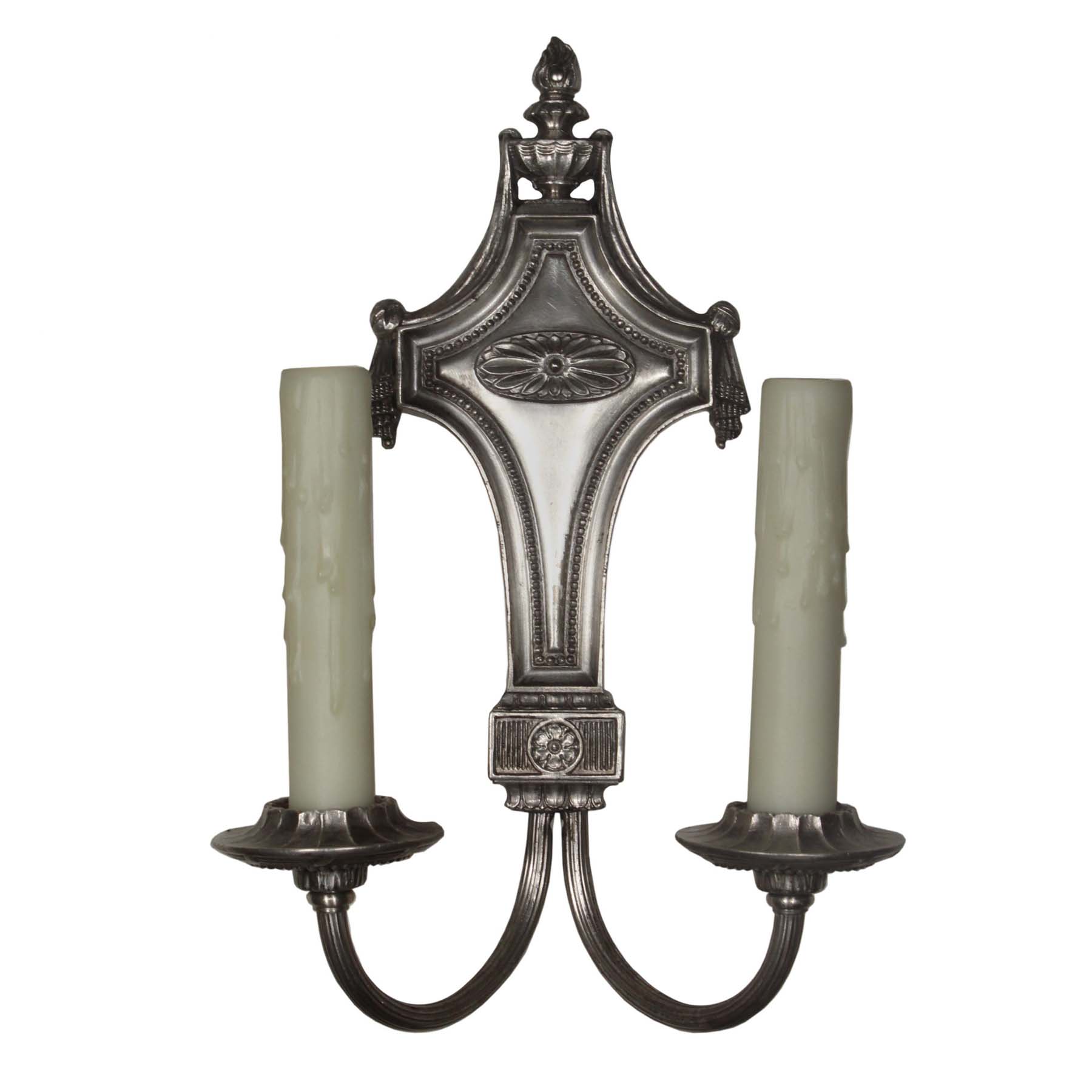 Pair of Antique Double-Arm Georgian Sconces, Silver Plated-67300