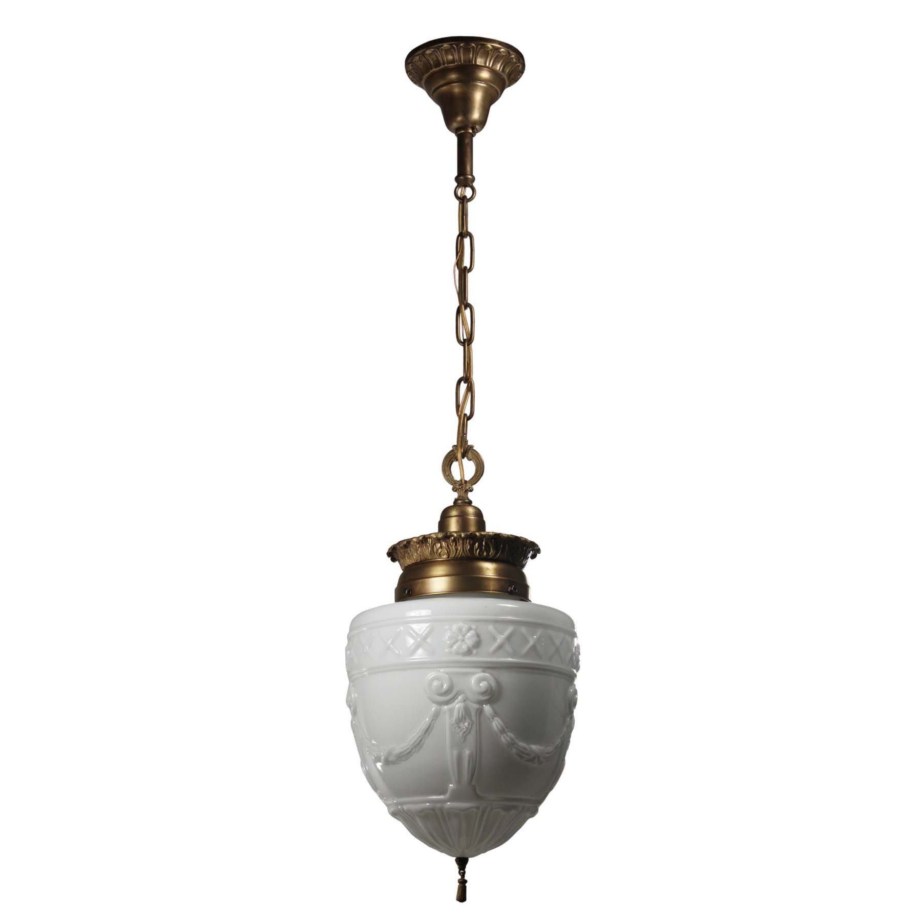 SOLD Antique Neoclassical Pendant Light with Original Shade-67323