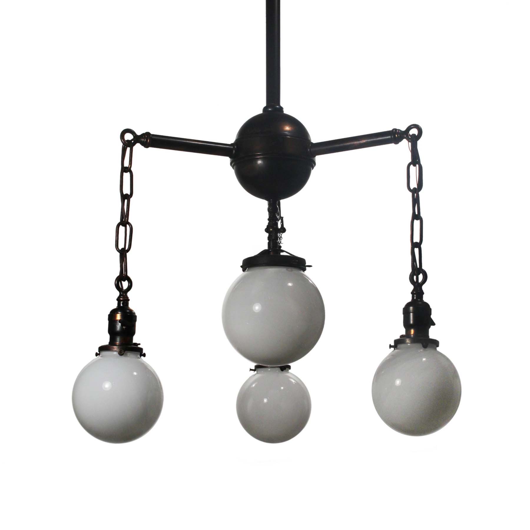 SOLD Antique Four-Light Chandeliers with Glass Globes, Early 1900’s-67231