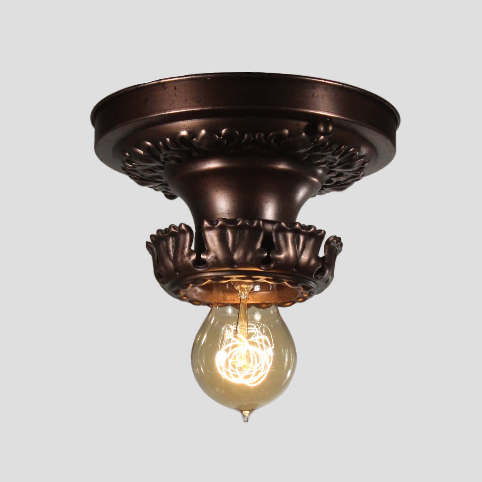 SOLD Antique Flush-Mount Lights with Exposed Bulbs-67123