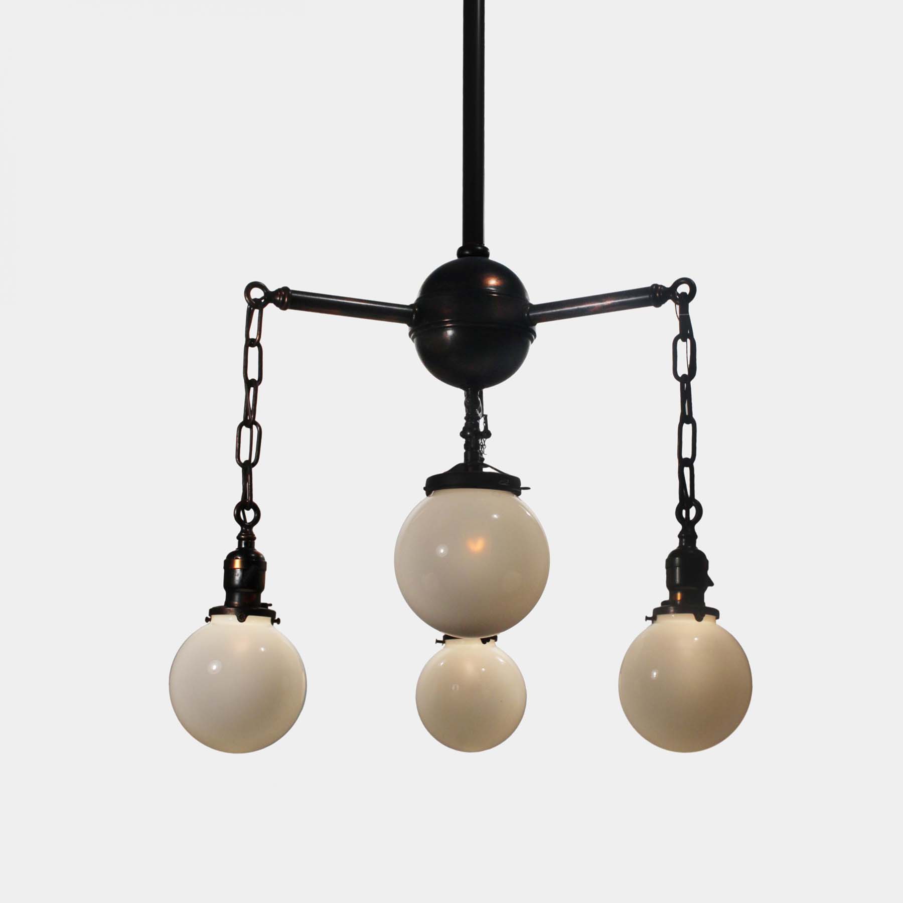 SOLD Antique Four-Light Chandeliers with Glass Globes, Early 1900’s-67229