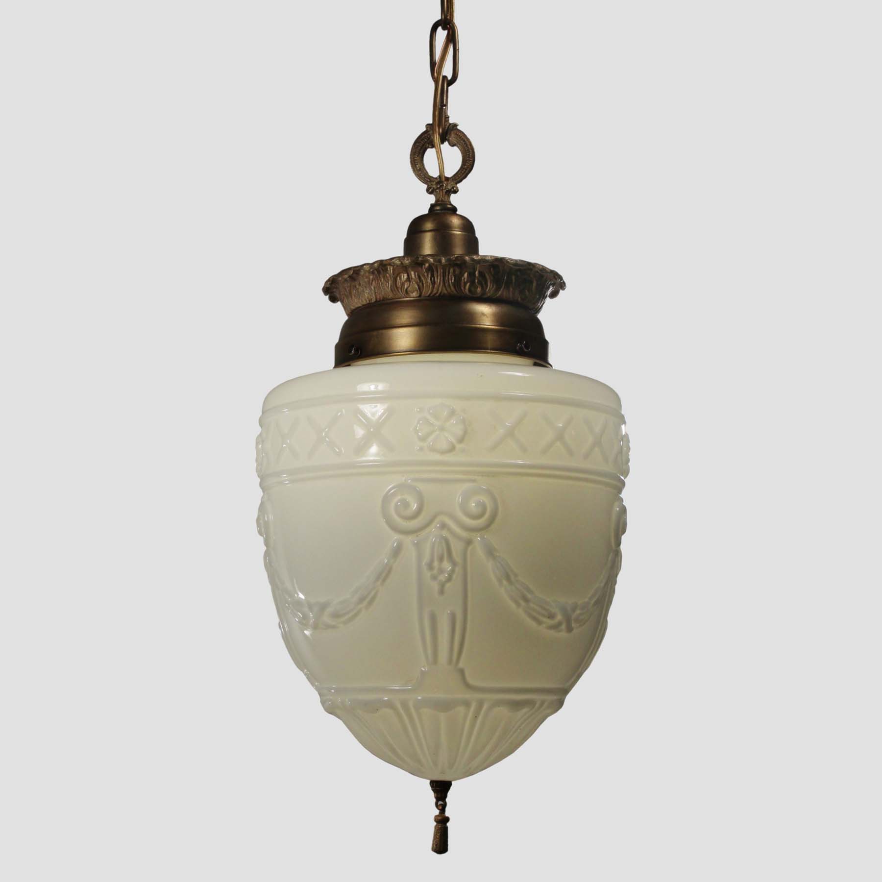 SOLD Antique Neoclassical Pendant Light with Original Shade-67321