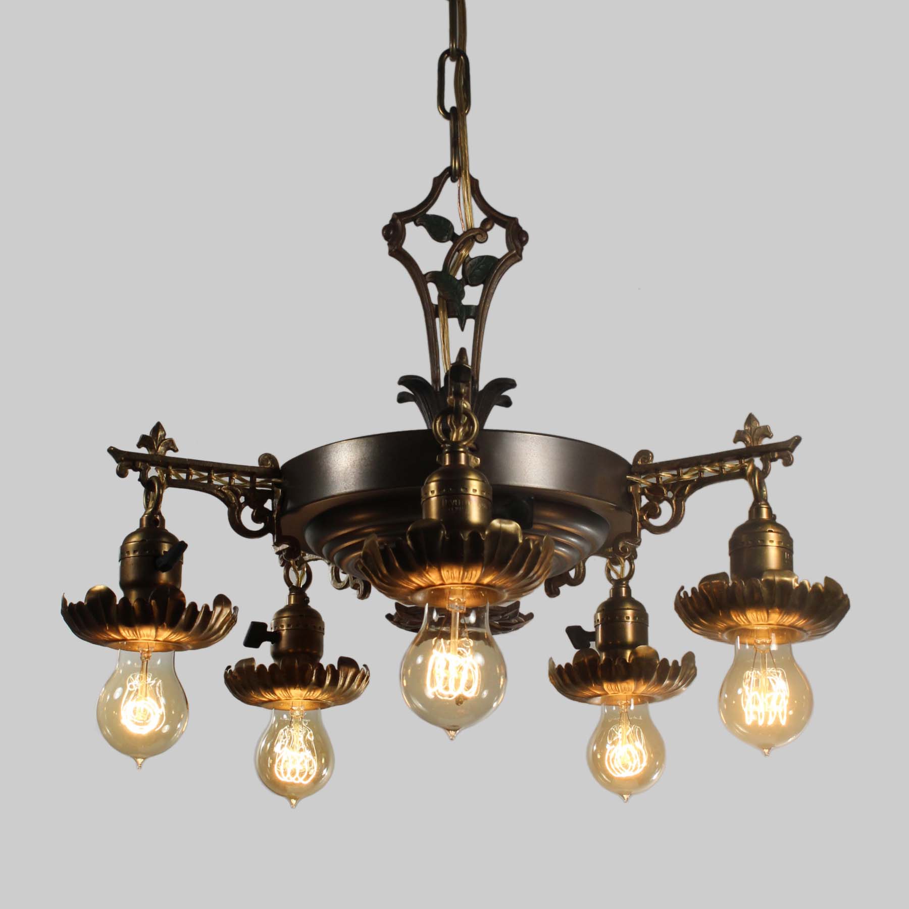 Antique Five Light Two-Tone Chandelier, c. 1930-67327