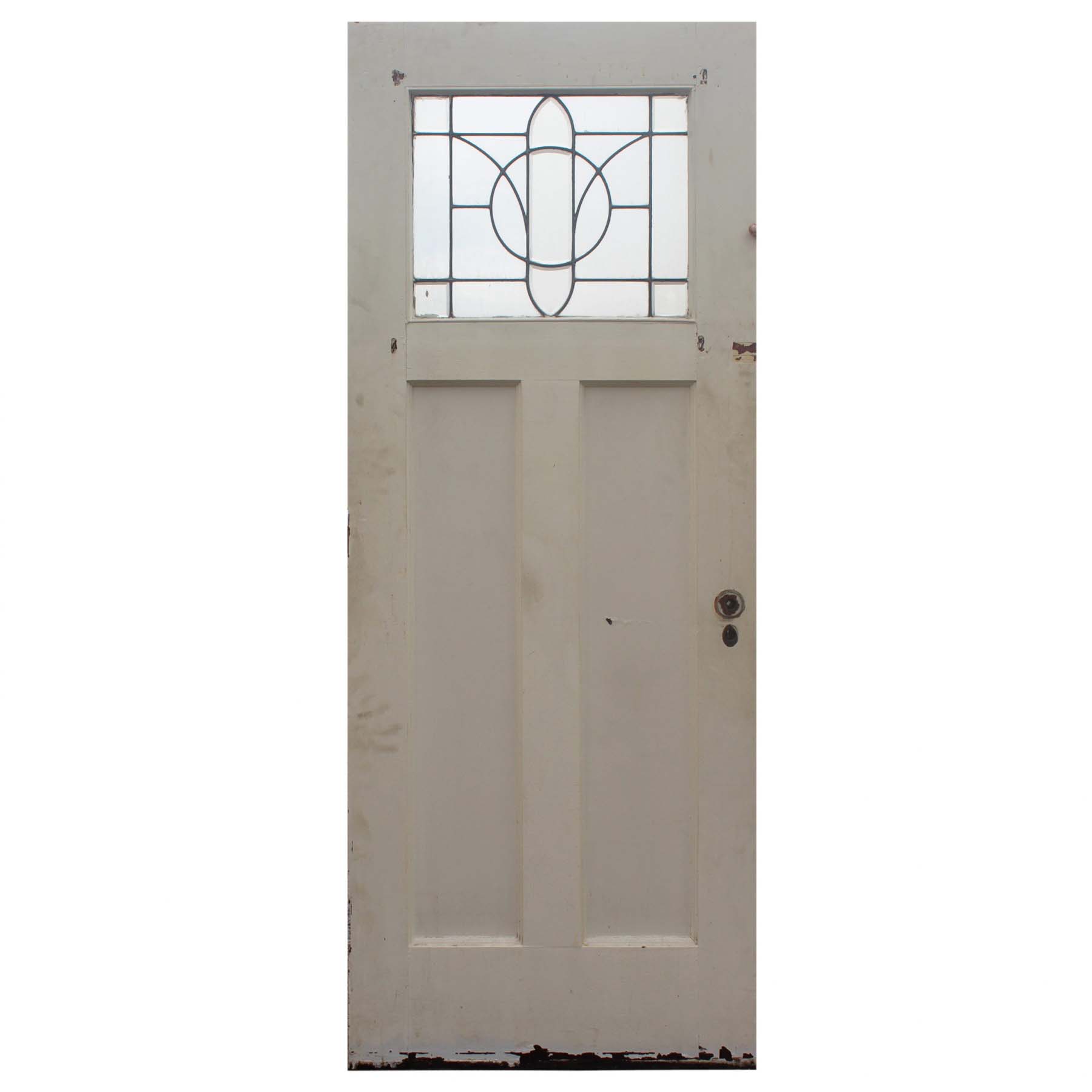 Salvaged 32" Door with Leaded and Beveled Glass Window-67247