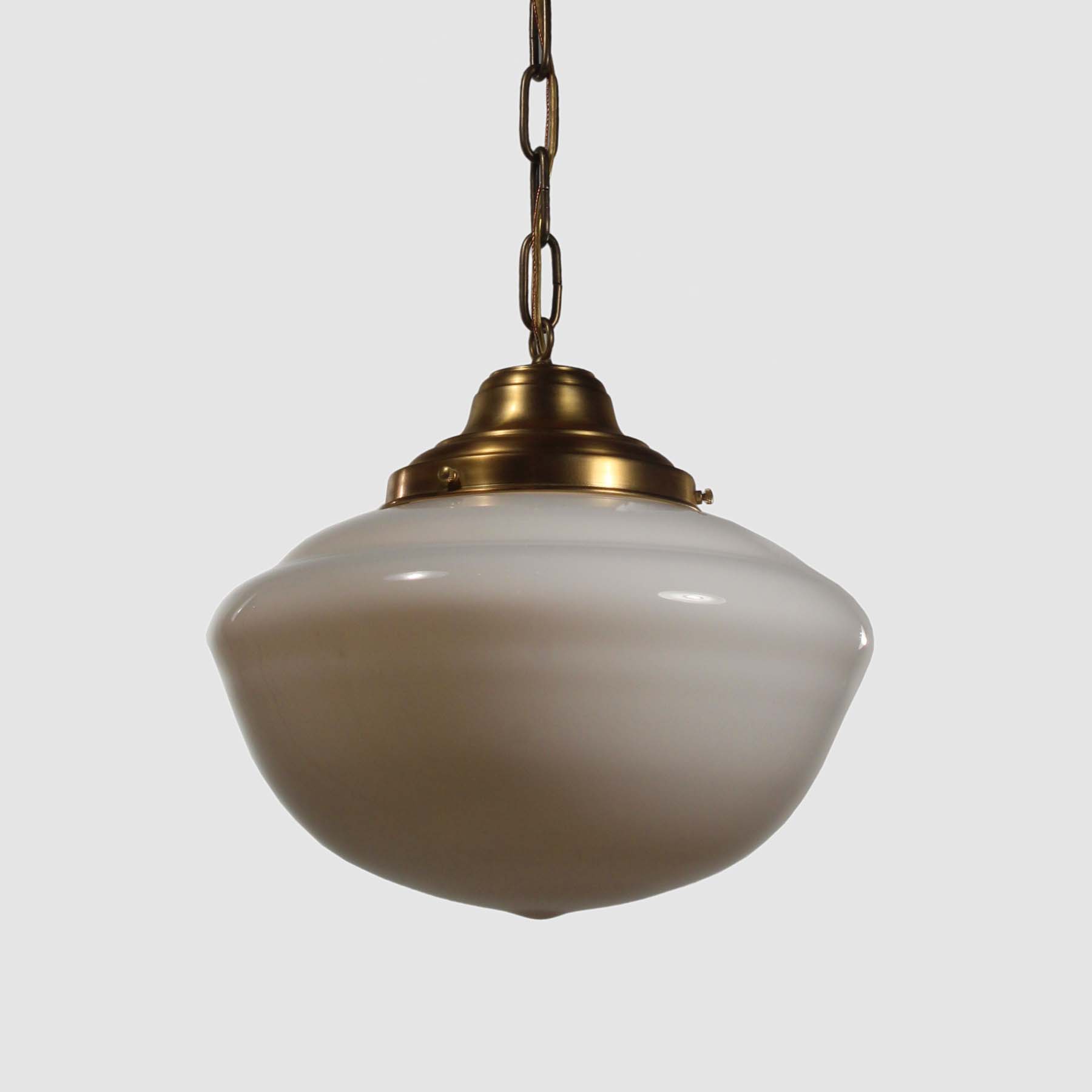 SOLD Antique Brass Schoolhouse Pendant Lights-67261