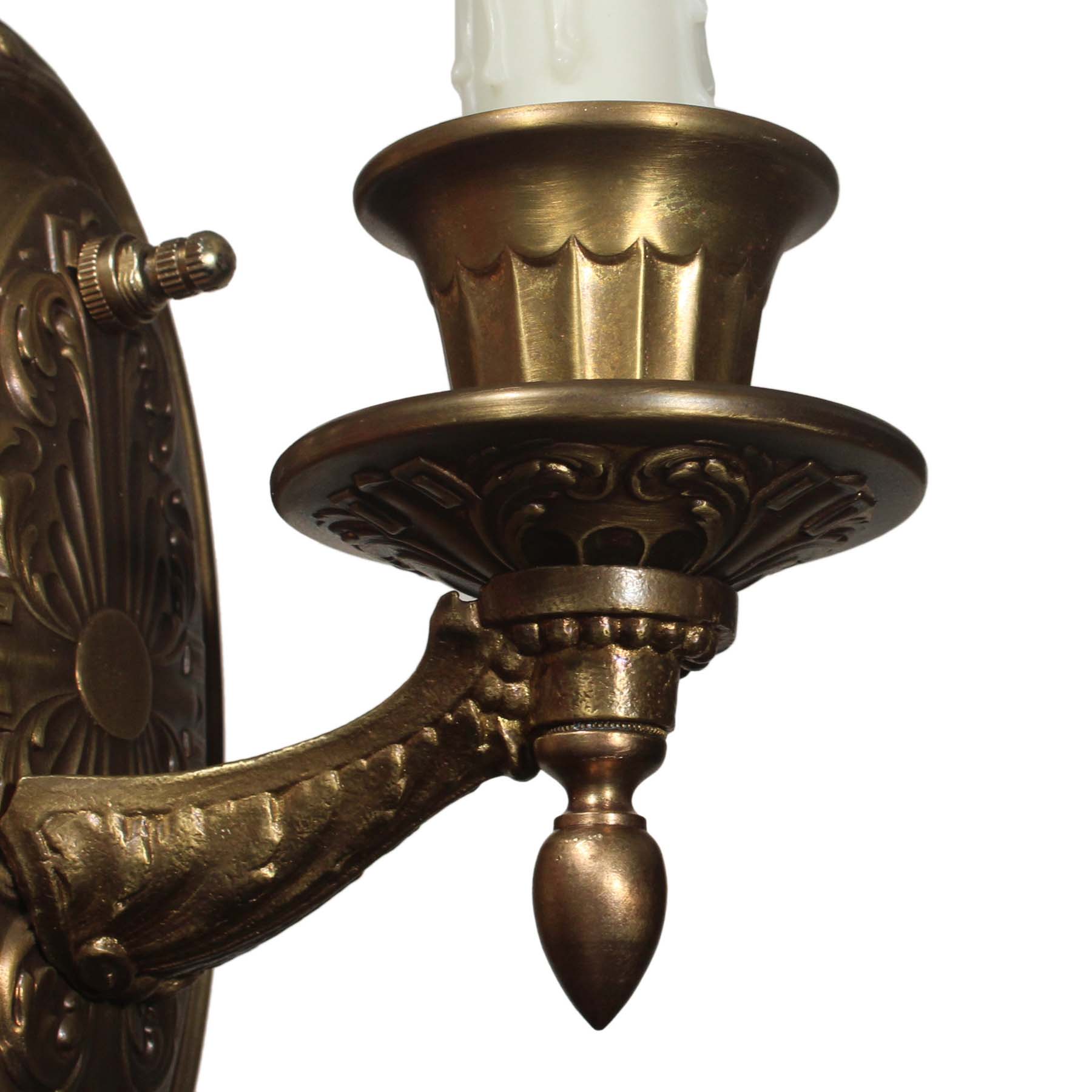 Antique Brass Neoclassical One Arm Sconce Pair, c. 1920-67297